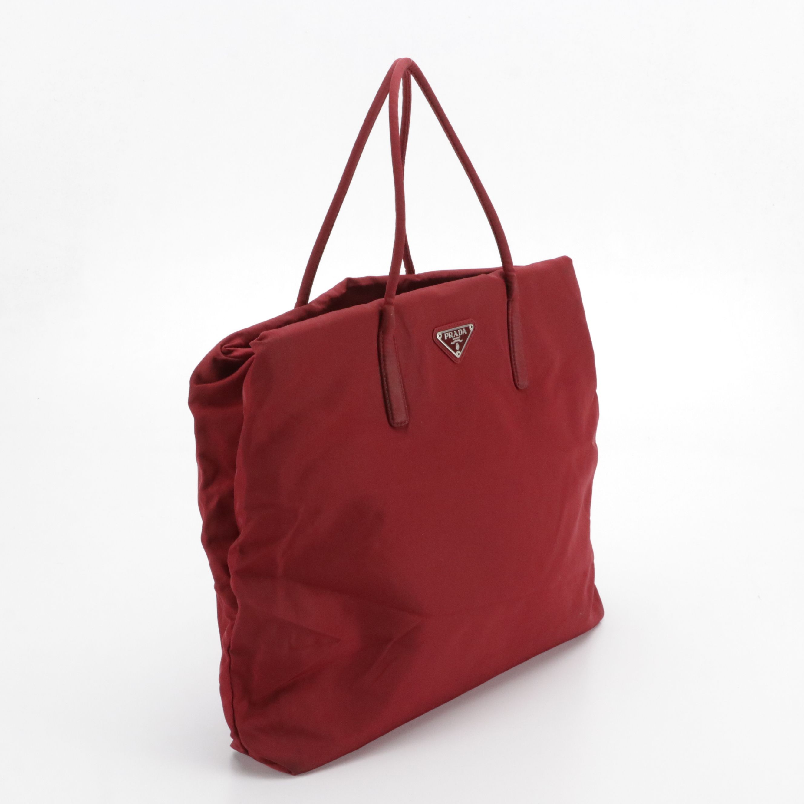 Prada Tessuto Nylon Handbag in Burgundy