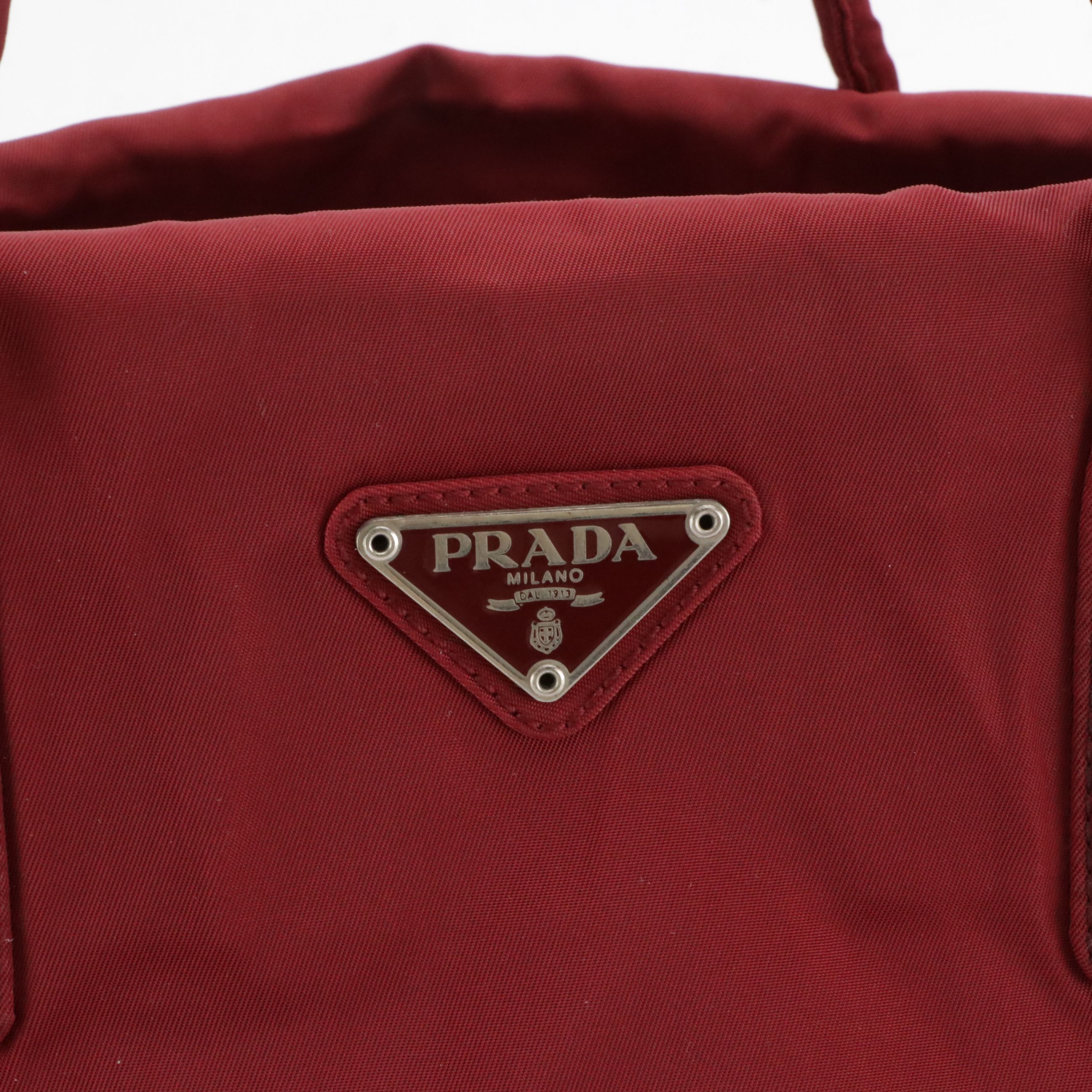 Prada Tessuto Nylon Handbag in Burgundy