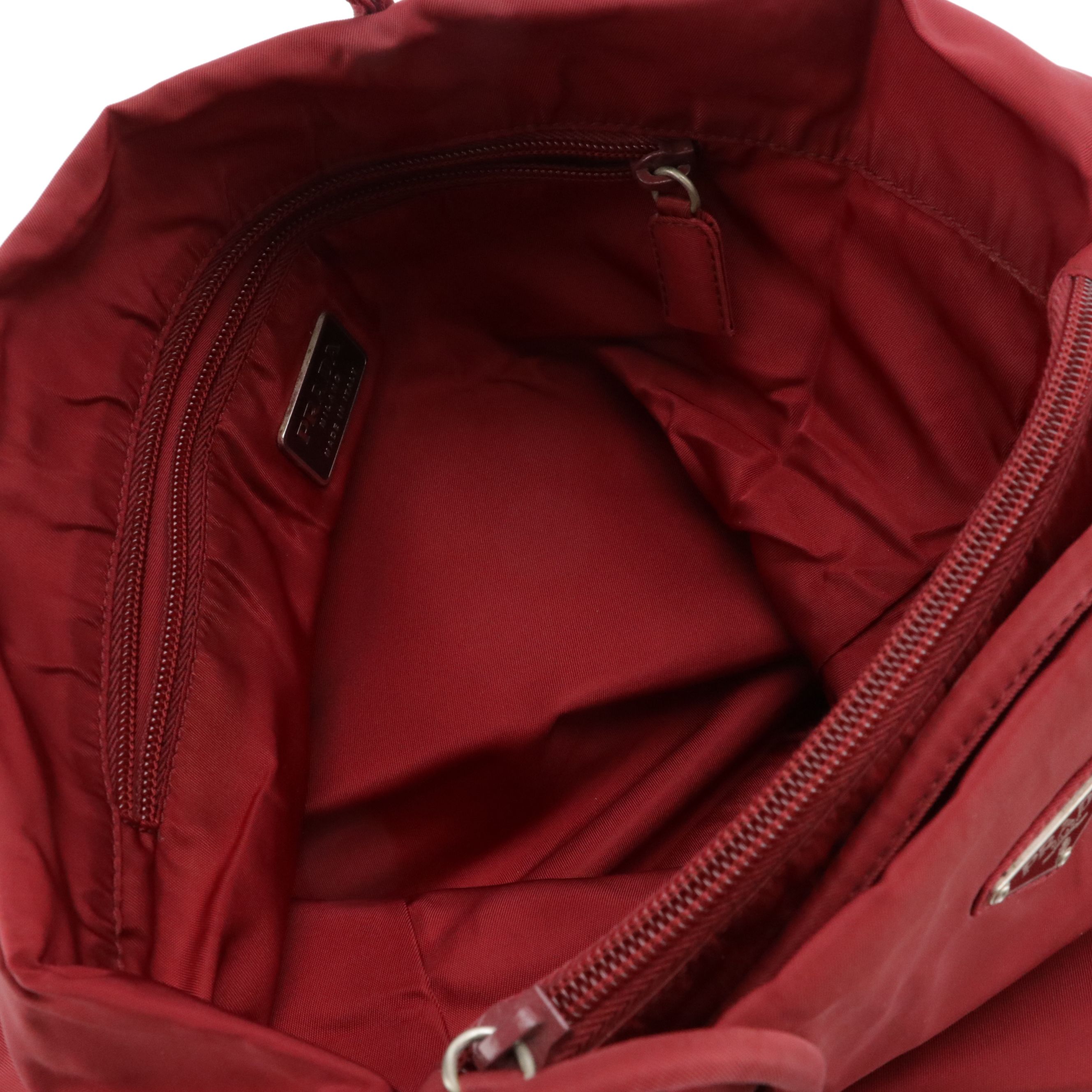 Prada Tessuto Nylon Handbag in Burgundy