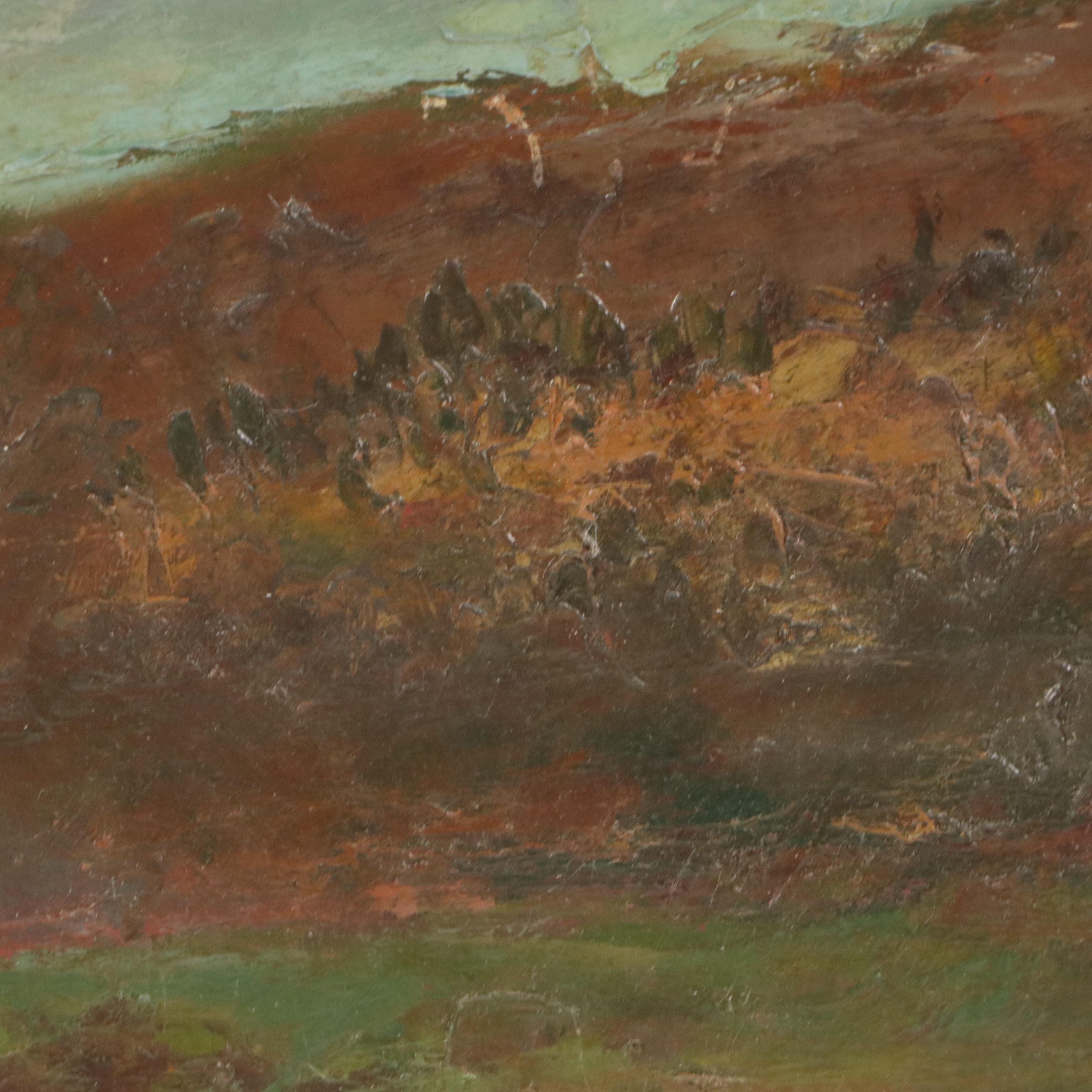 Bernard Lennon Landscape Oil Painting of Farm with Creek, 20th Century