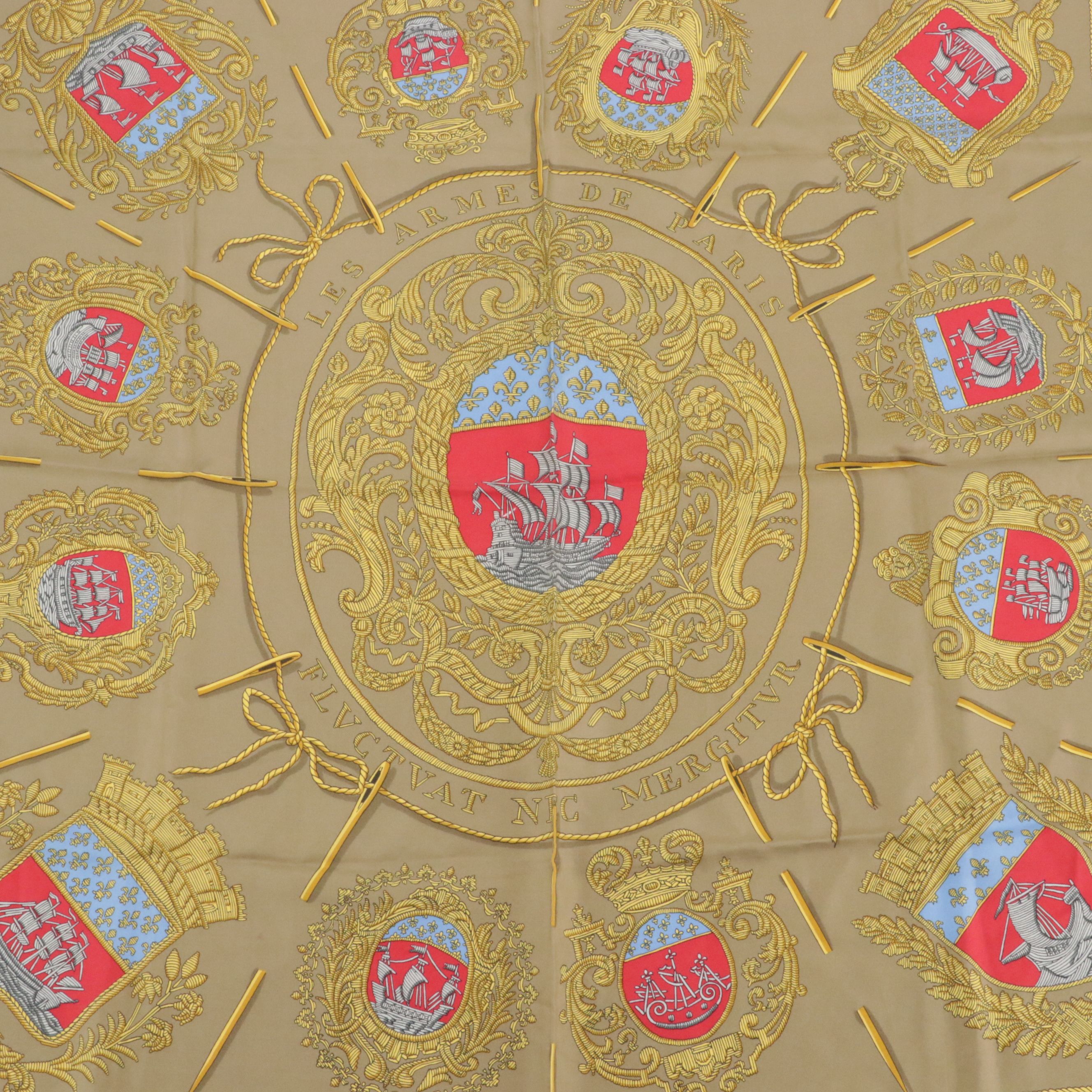 Hermès "Les Armes de Paris" Scarf 90 in Silk Twill
