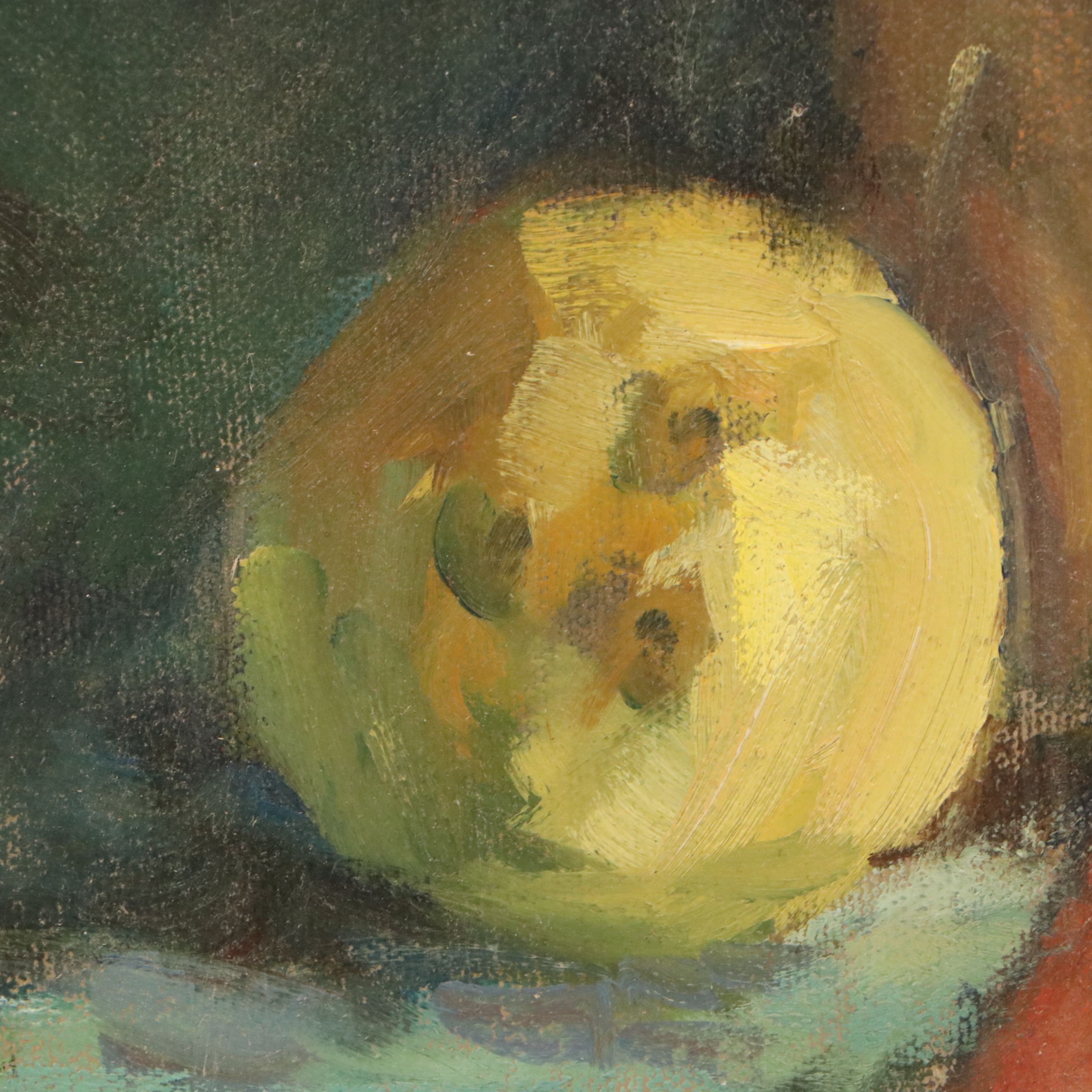 Richard Stalter Still Life Oil Painting of Gourds and Maize