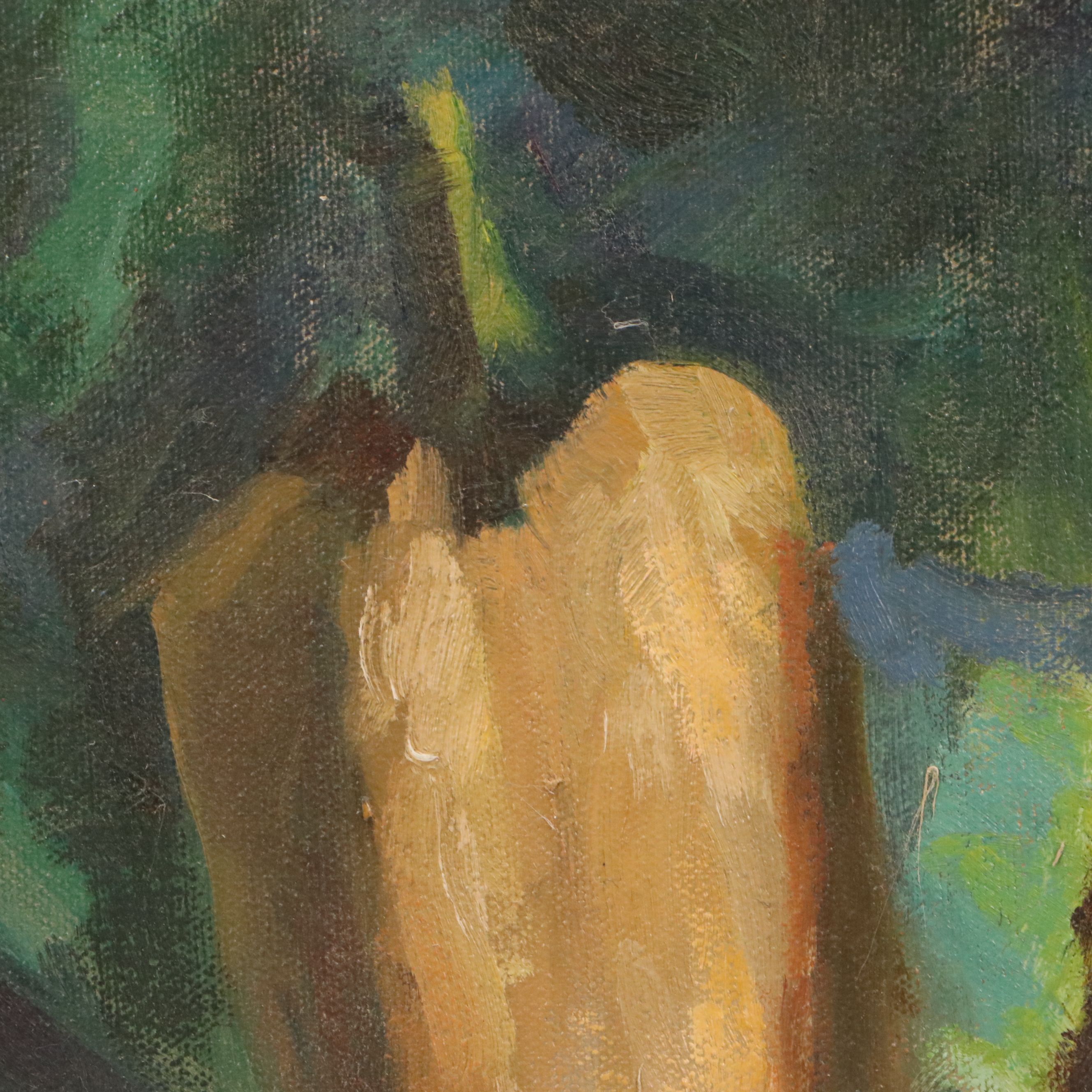 Richard Stalter Still Life Oil Painting of Gourds and Maize