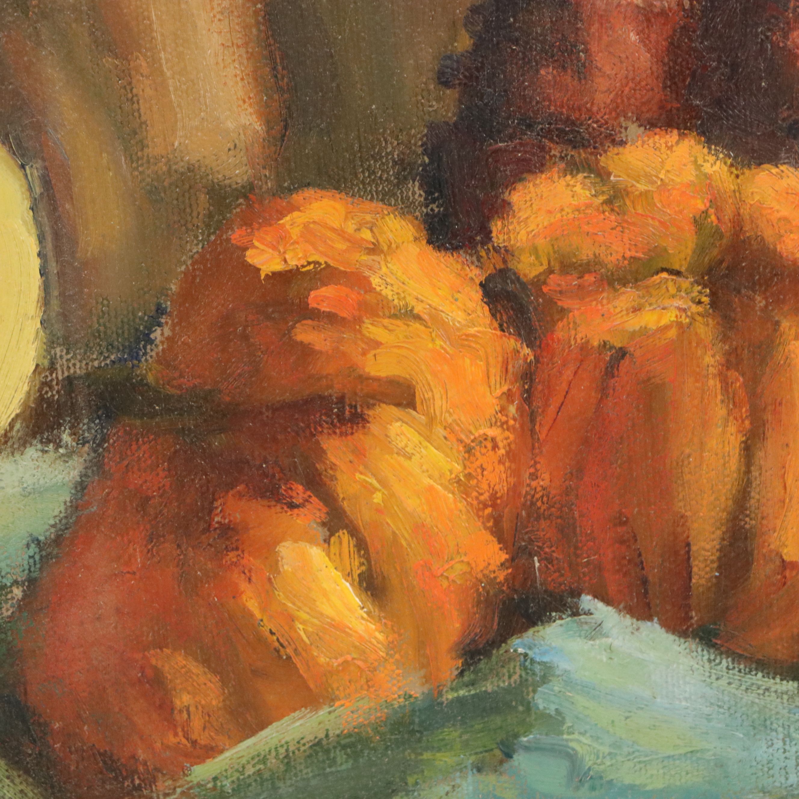 Richard Stalter Still Life Oil Painting of Gourds and Maize