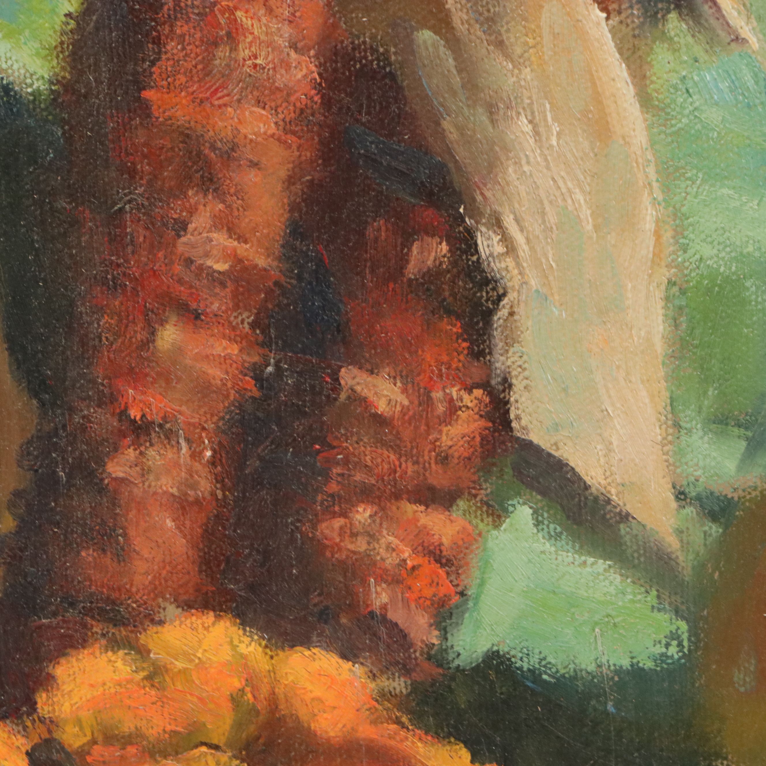 Richard Stalter Still Life Oil Painting of Gourds and Maize