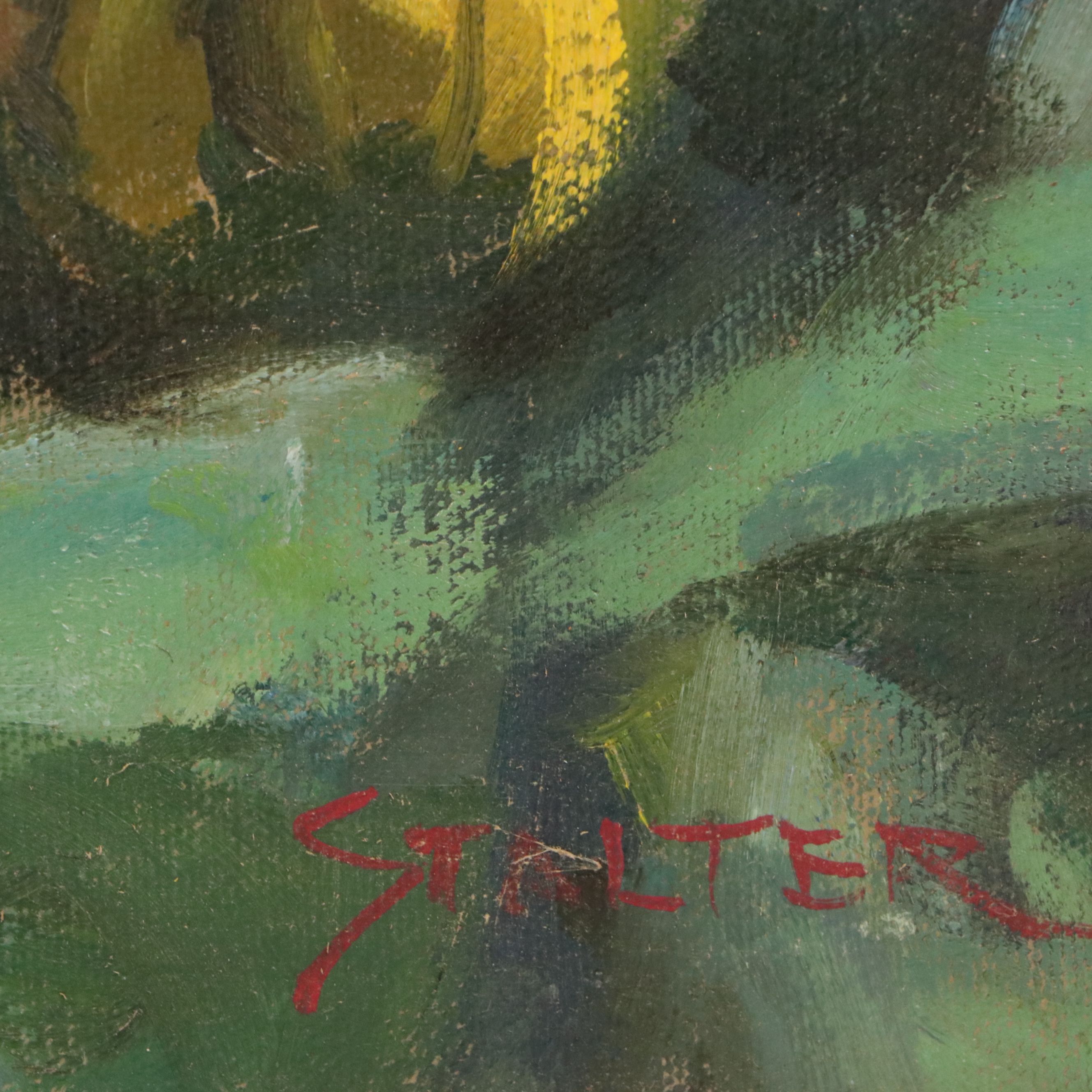 Richard Stalter Still Life Oil Painting of Gourds and Maize