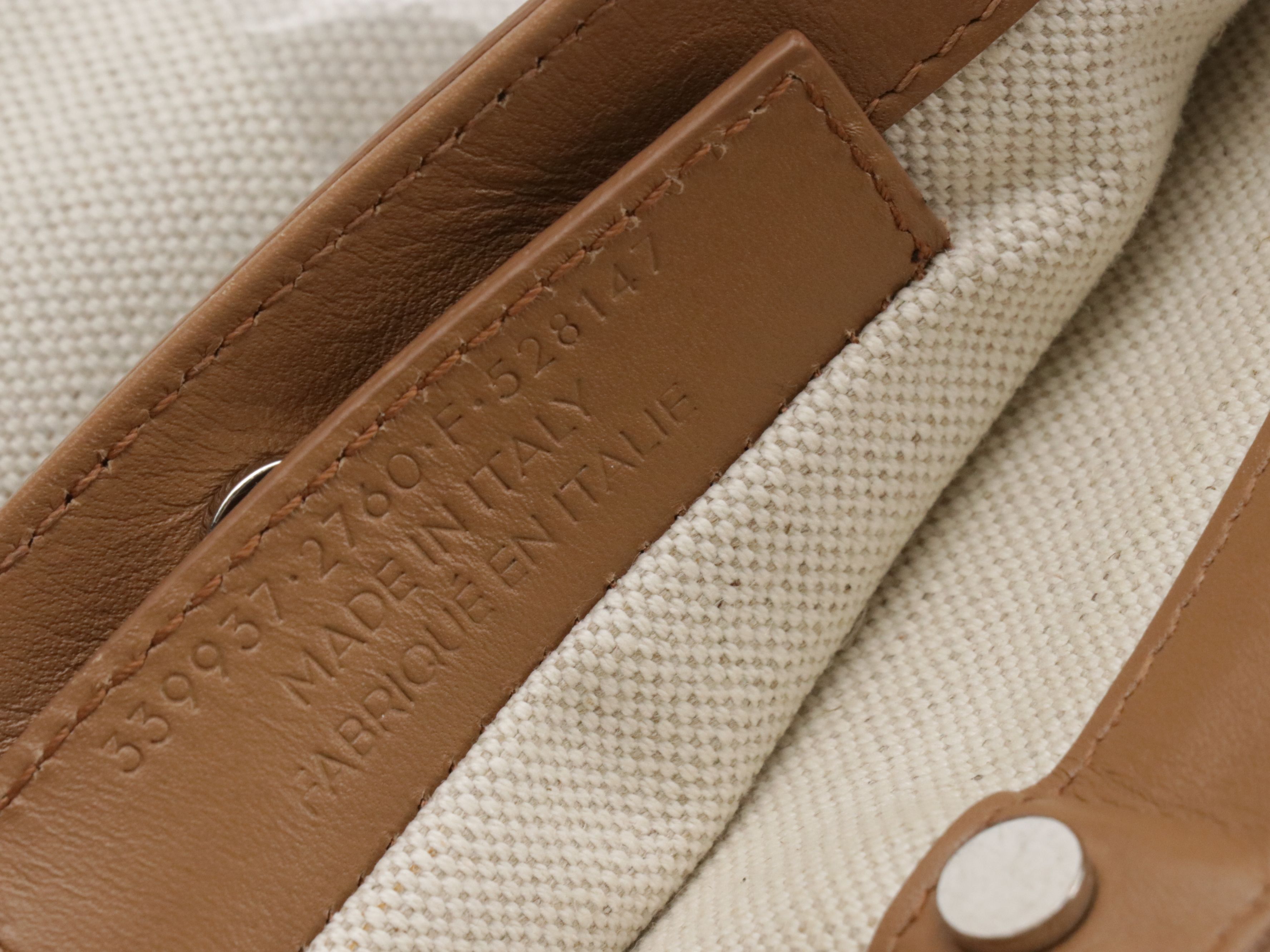 Balenciaga Navy Pochette Shoulder Bag in Beige Canvas and Tan Leather