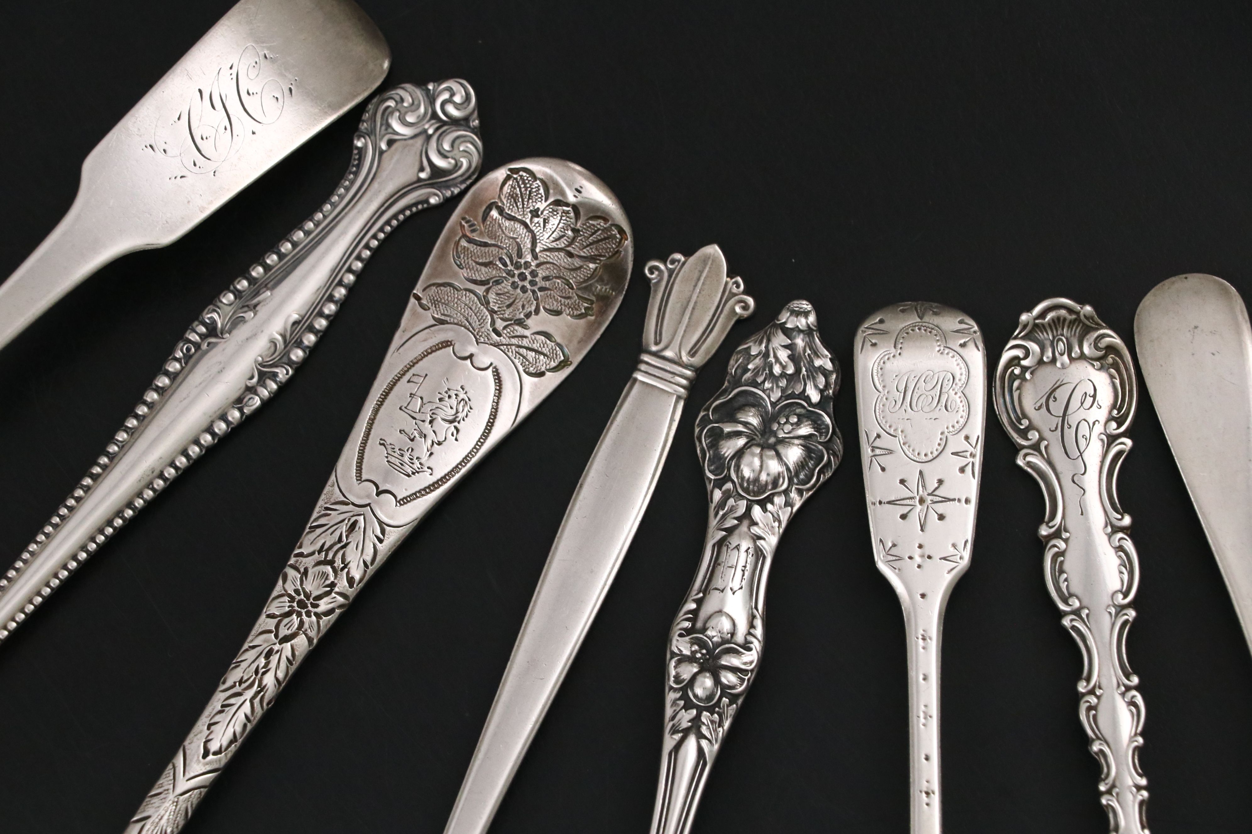 John Gorham English Parcel Gilt Berry Spoon with Other Sterling Serving Utensils