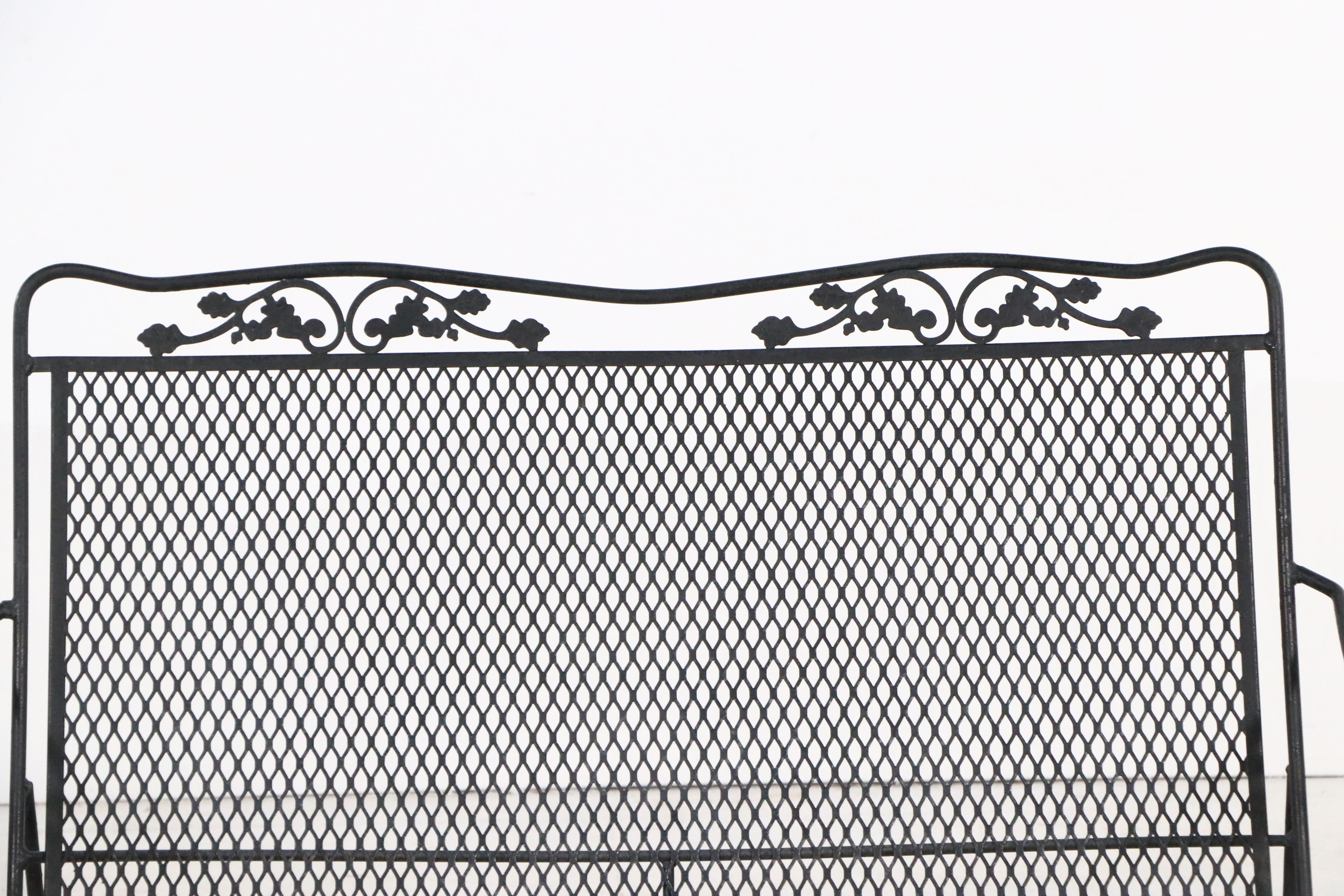 Wrought Iron and Mesh Patio Bar Cart and Loveseat Glider Bench