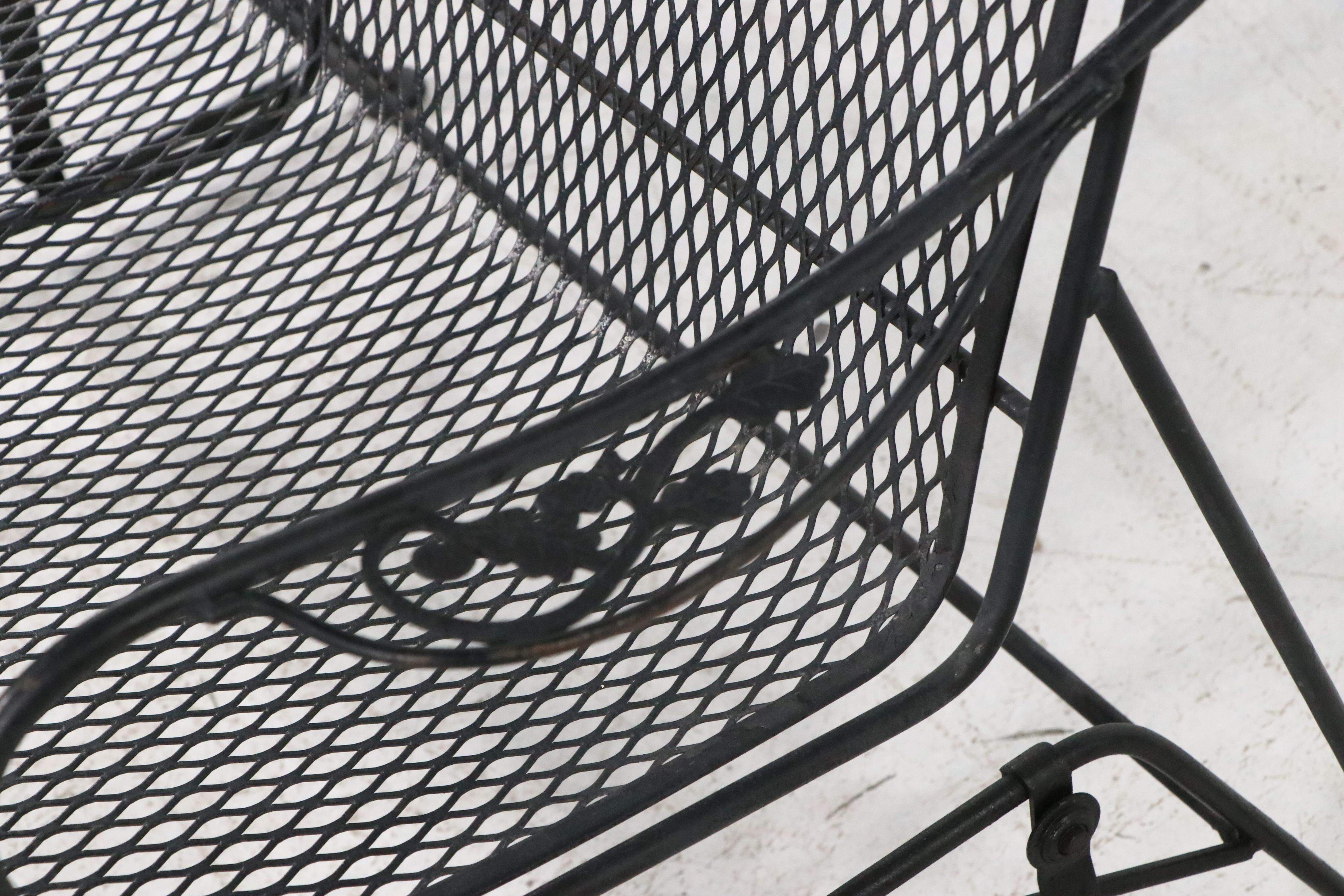 Wrought Iron and Mesh Patio Bar Cart and Loveseat Glider Bench