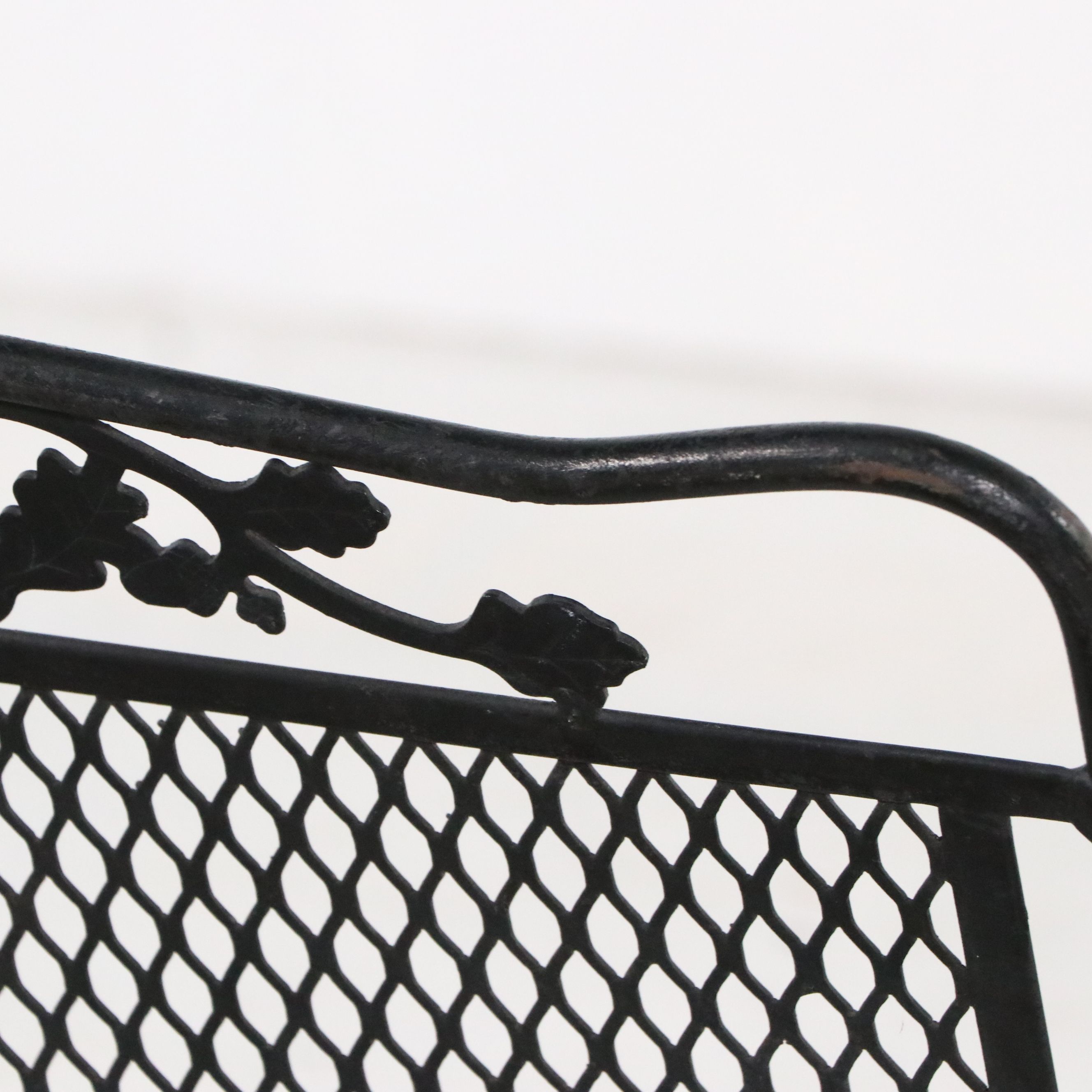 Wrought Iron and Mesh Patio Bar Cart and Loveseat Glider Bench