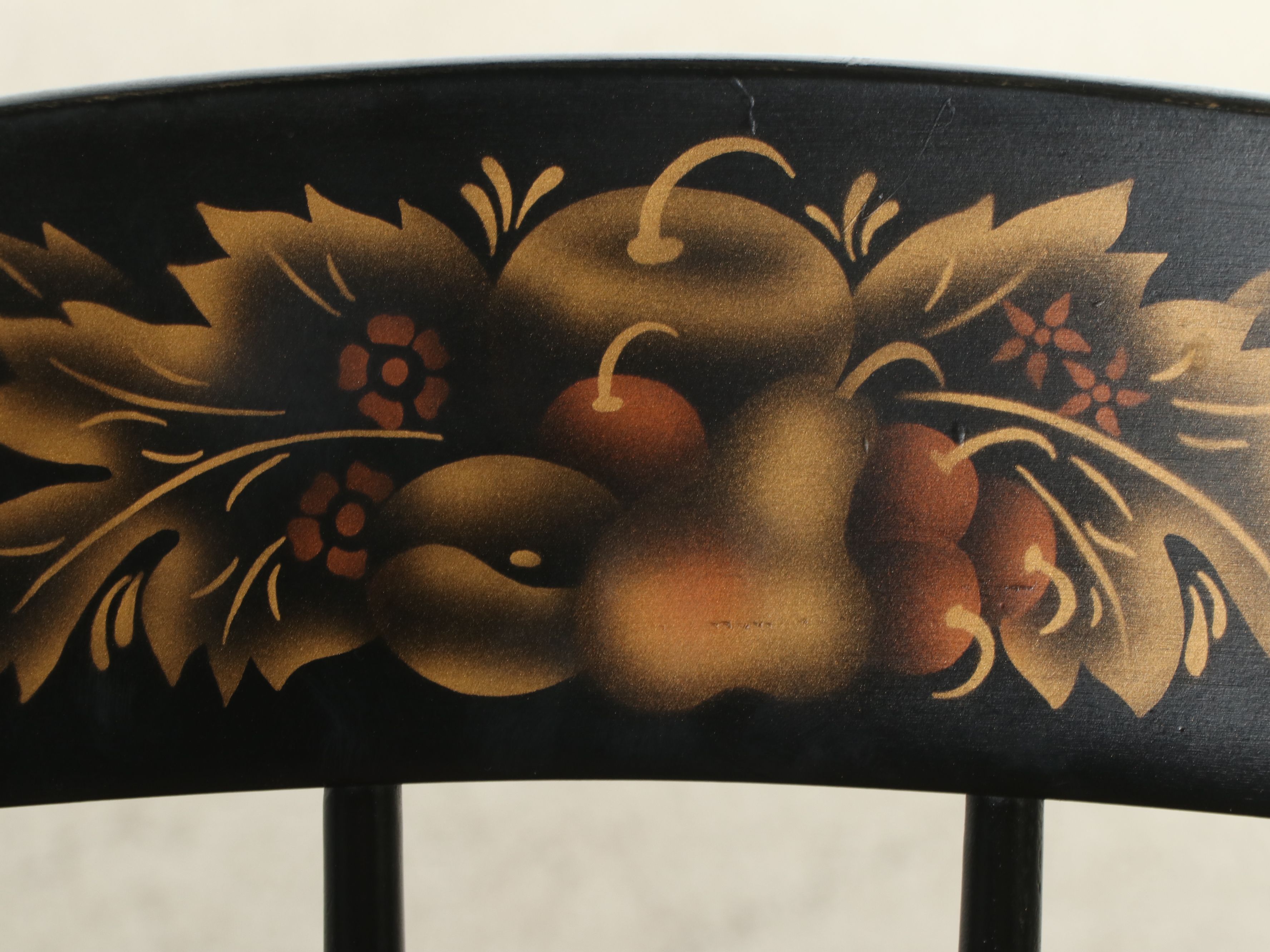 Hitchcock Style Painted and Stencil-Decorated Spindle-Back Chairs