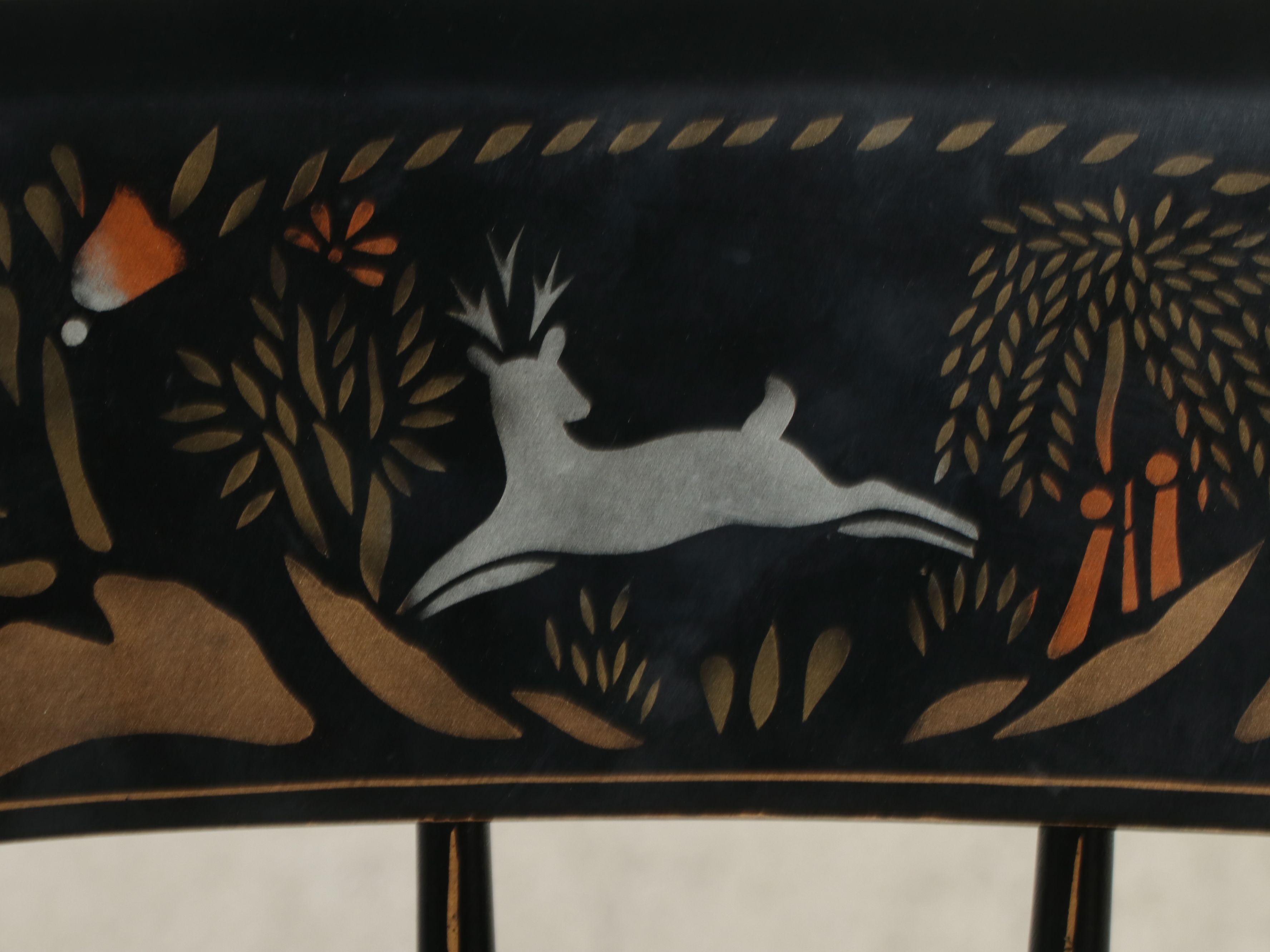 Hitchcock Style Painted and Stencil-Decorated Spindle-Back Chairs