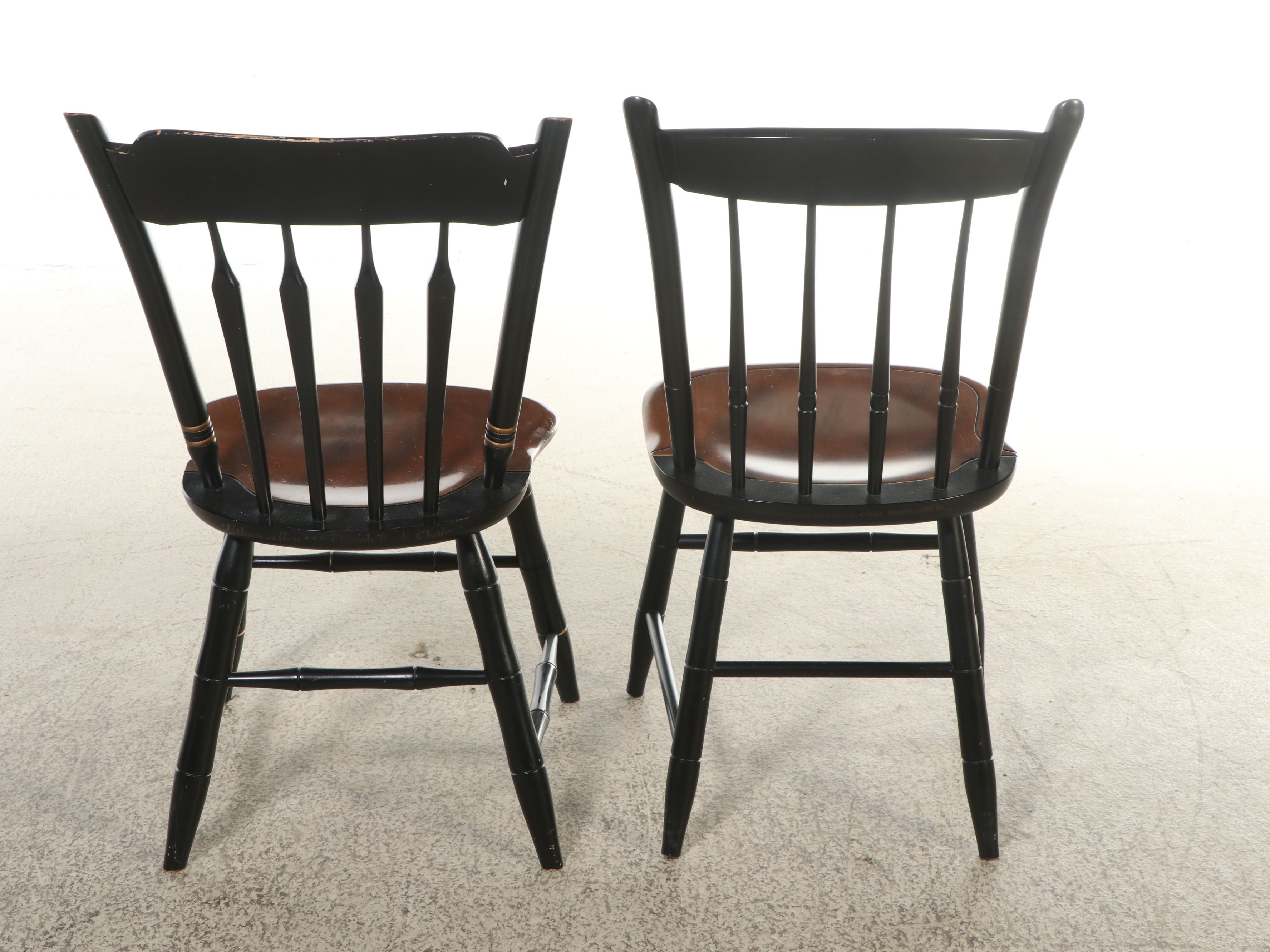 Hitchcock Style Painted and Stencil-Decorated Spindle-Back Chairs