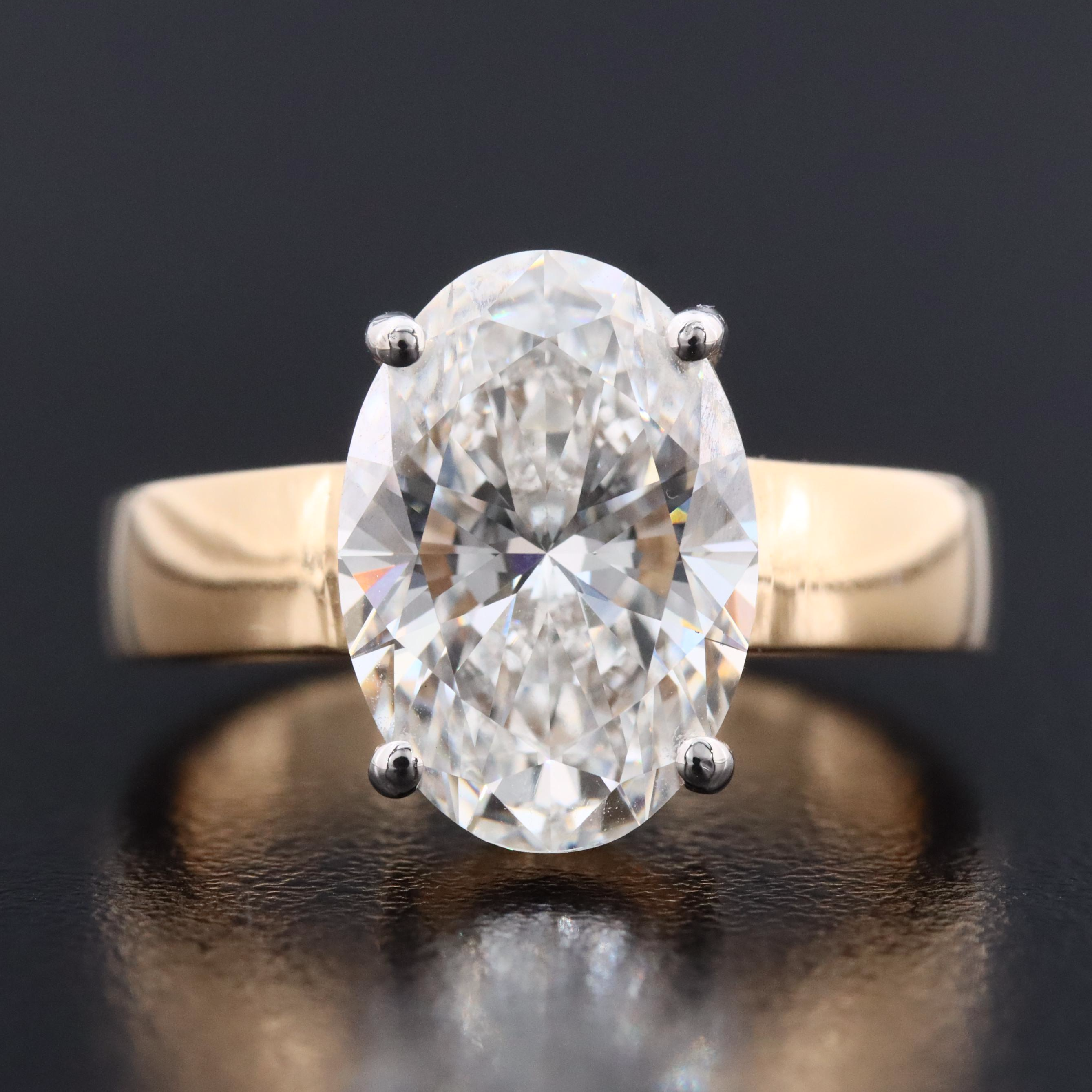 18K 4.03 CT Lab Grown Diamond Solitaire Ring with IGI Report