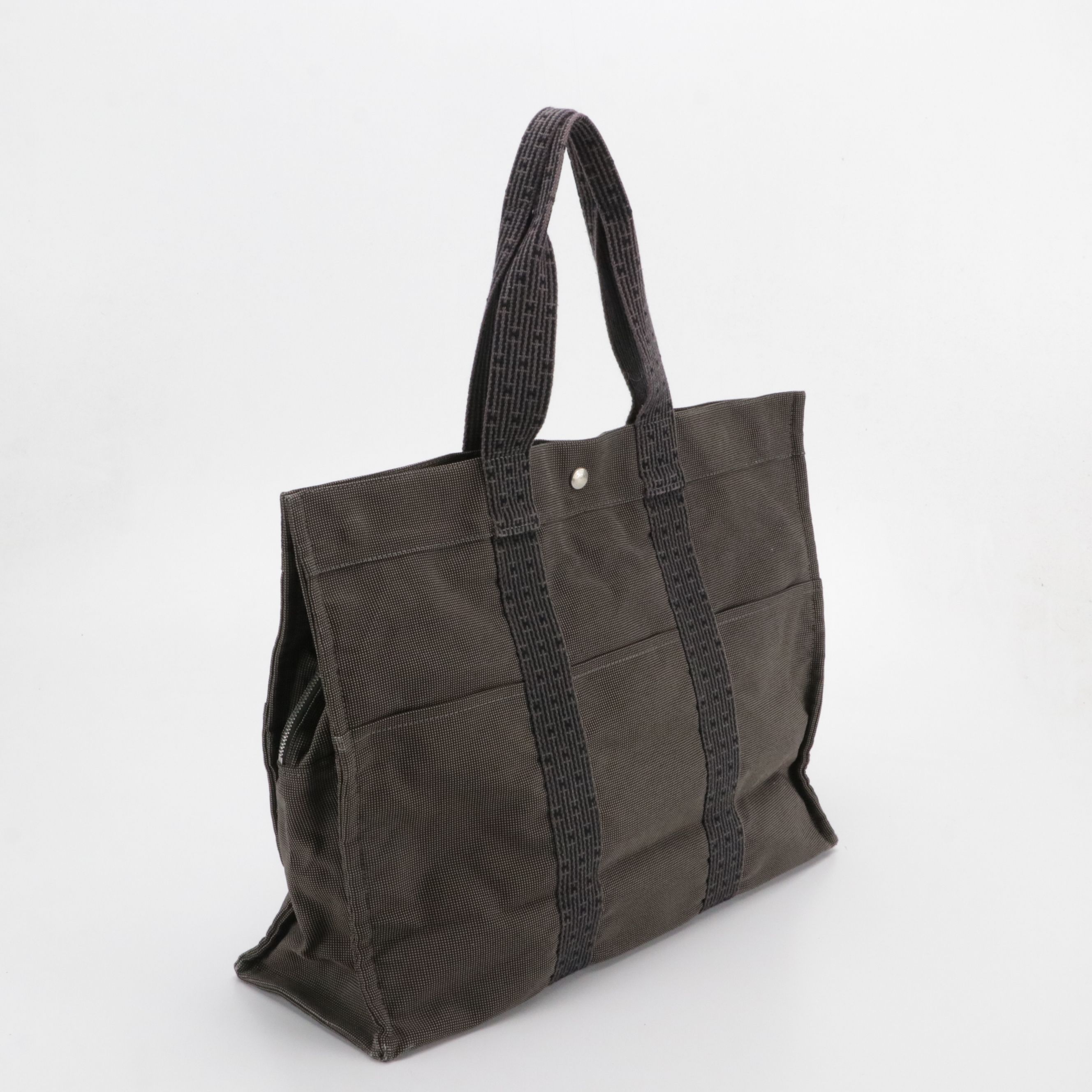 Hermès Herline Fourre-Tout GM Zip Tote in Grey Nylon Canvas