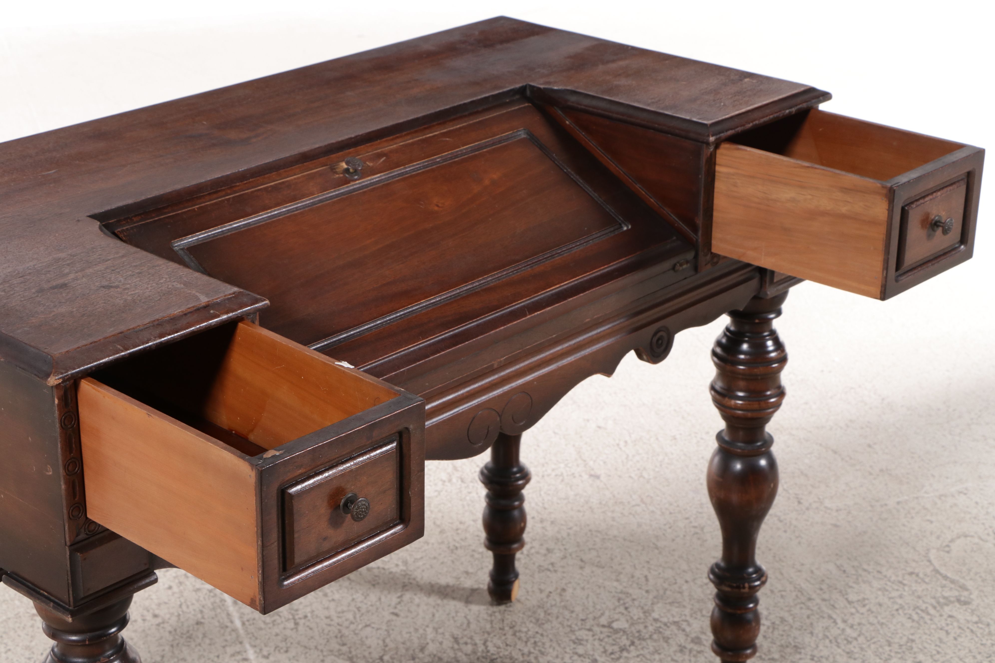 Victorian Mahogany Spinet Fall-Front Writing Desk, Early 20th Century