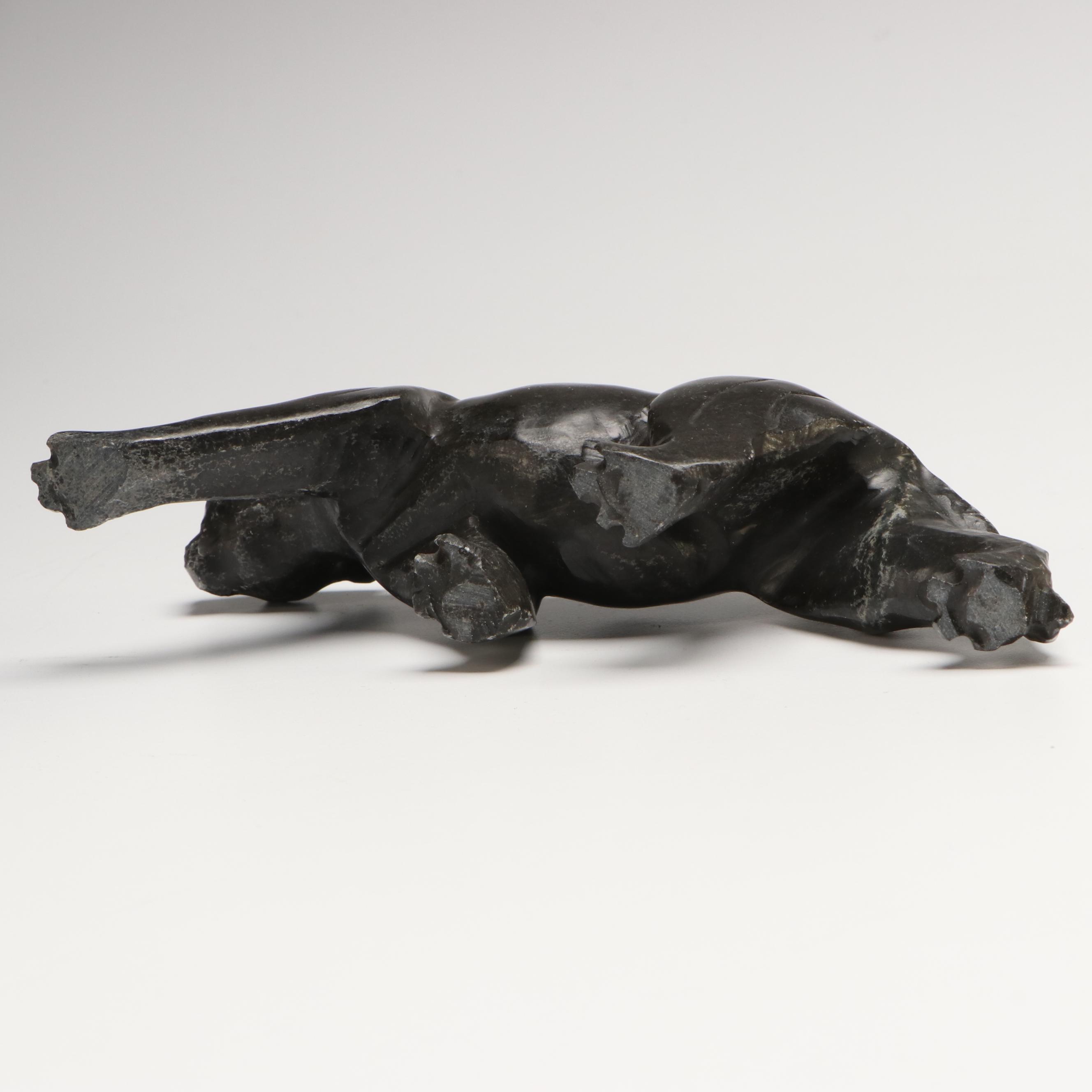 Inuit Style Soapstone Figures with Enamel Art Coasters and Stone Plate