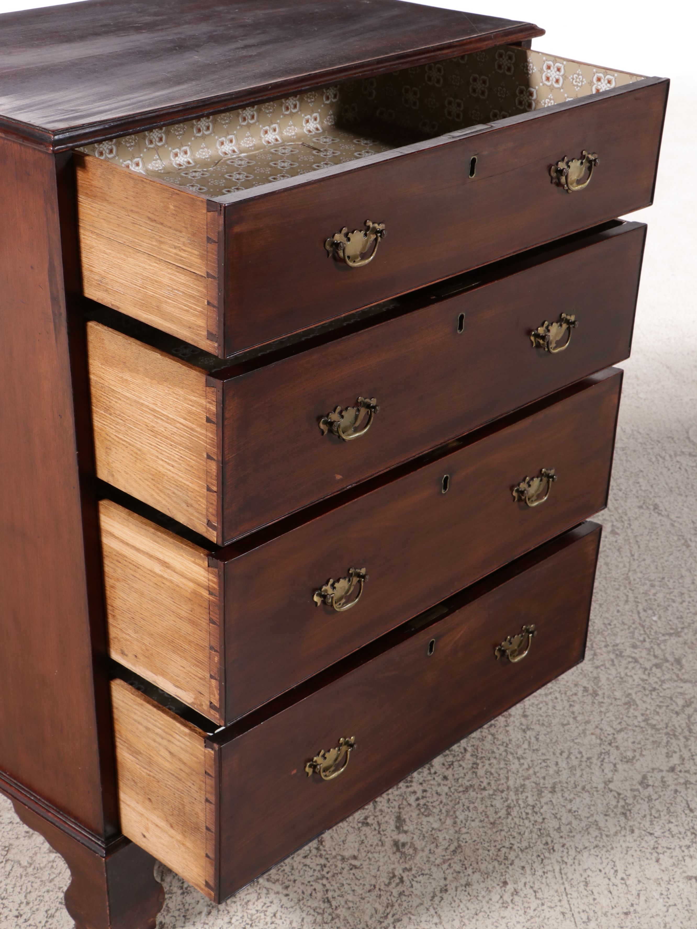 Irish Chippendale Style Mahogany Chest of Drawers Retailed by Millar & Beatty