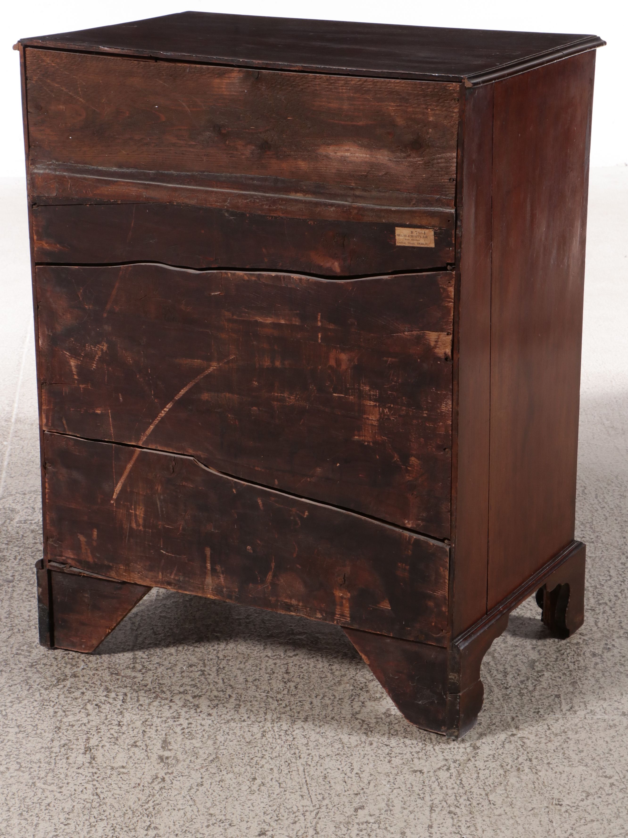 Irish Chippendale Style Mahogany Chest of Drawers Retailed by Millar & Beatty