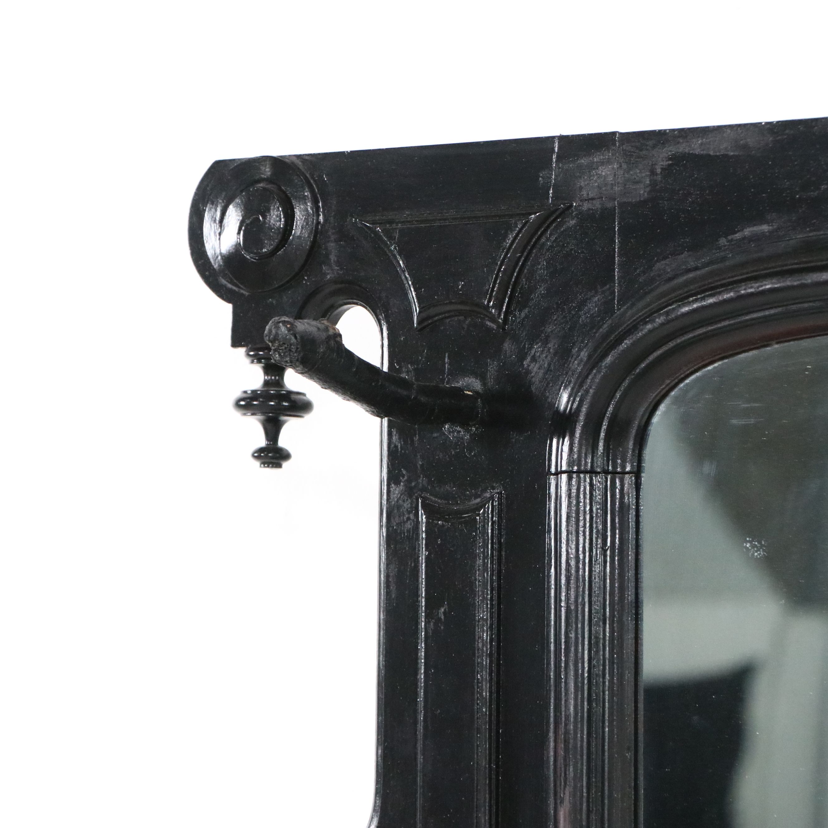 Victorian Renaissance Revival Painted Wood Marble Top Hall Tree