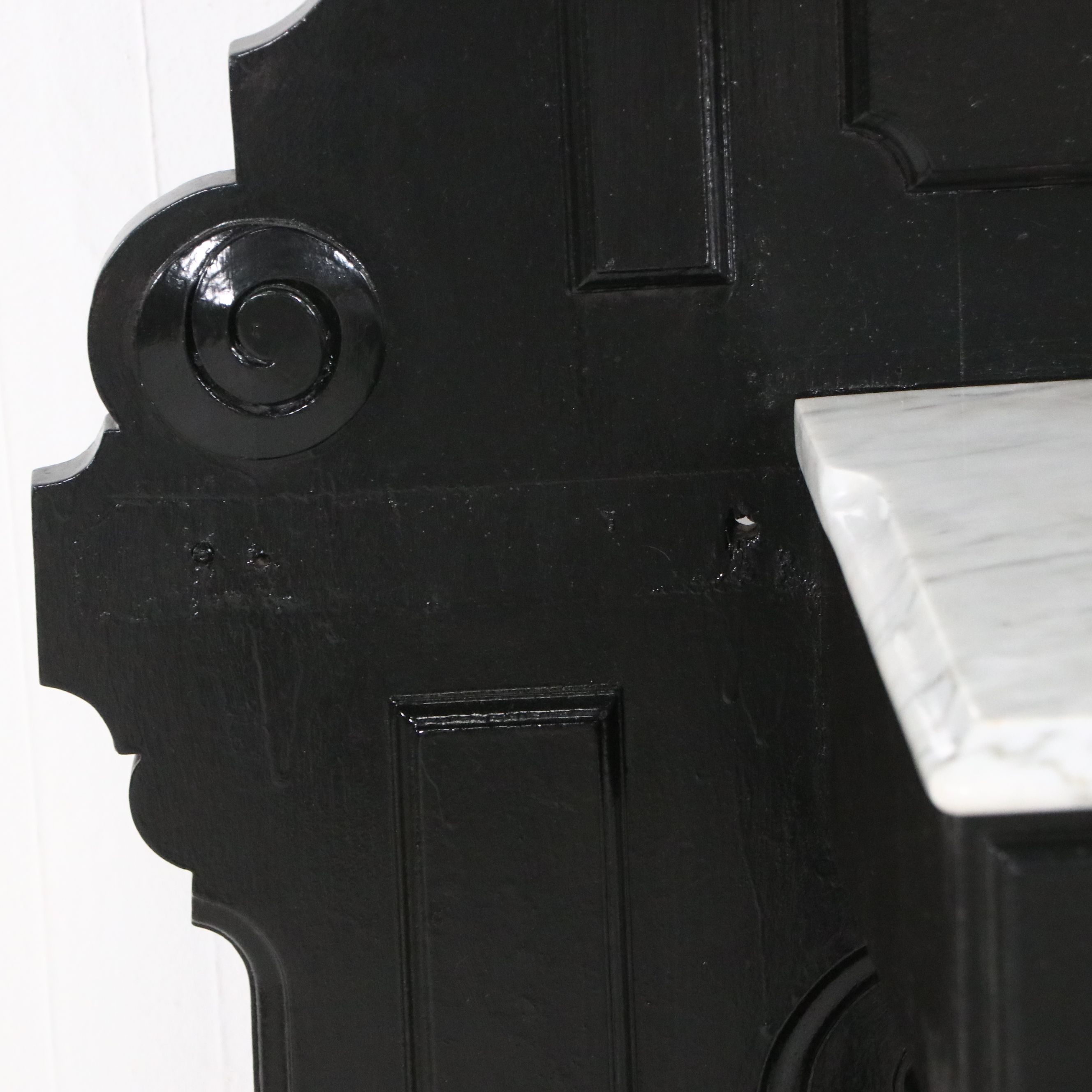 Victorian Renaissance Revival Painted Wood Marble Top Hall Tree