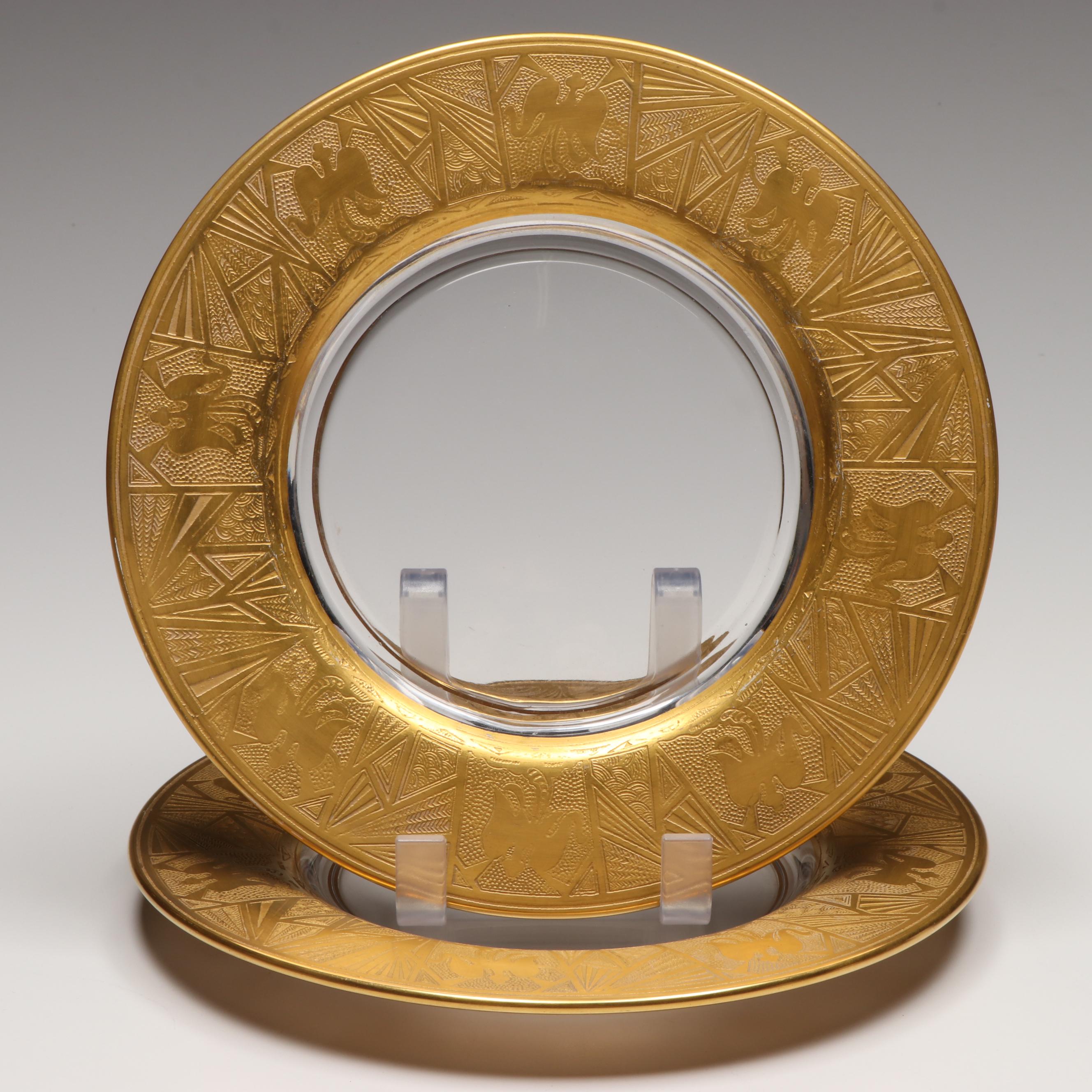 Engraved Gilt Edge Glass Compote Bowl, Wine Glasses and Other Serving Dishes