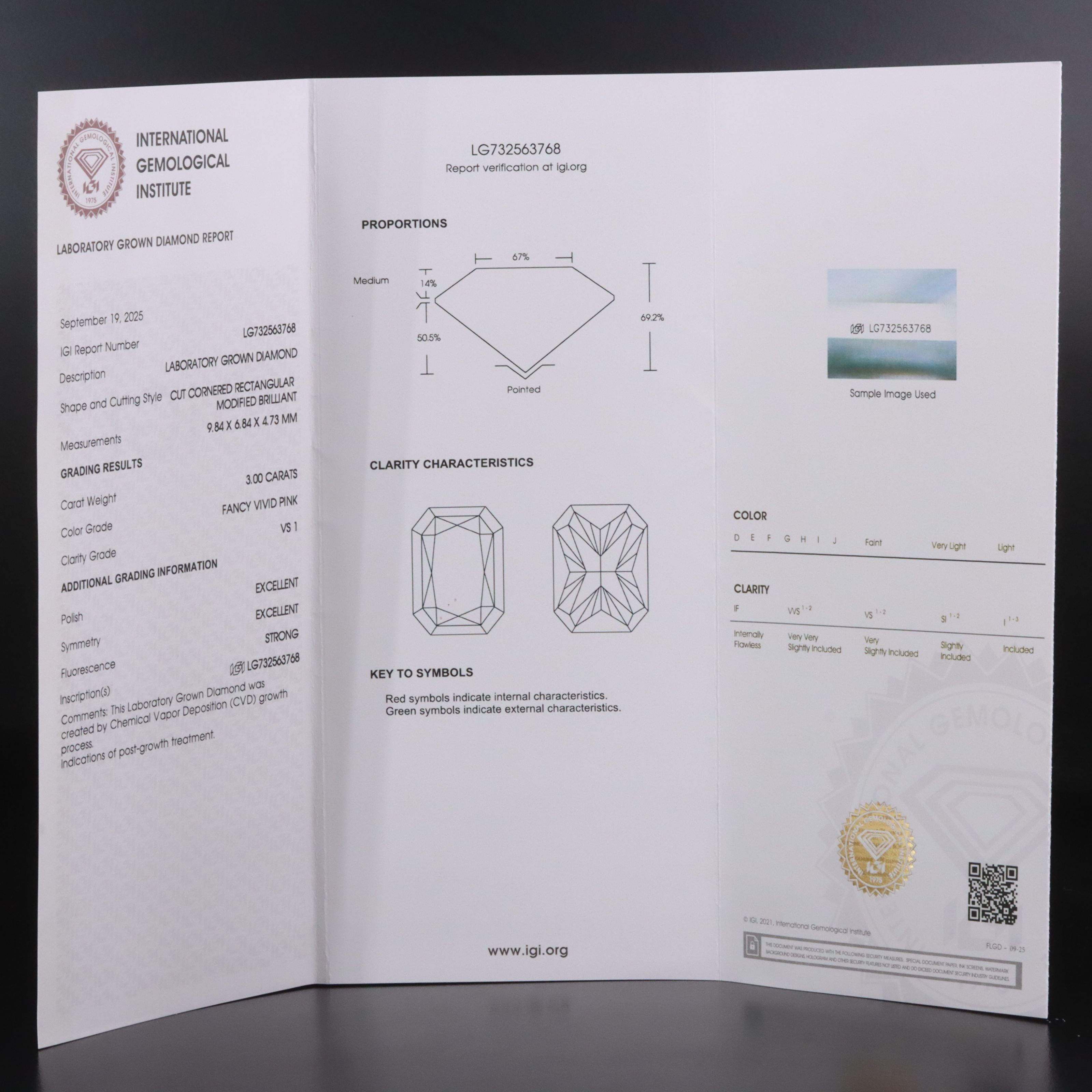 18K 3.00 CTW Lab Grown Fancy Pink Diamond Solitaire Ring with IGI Report