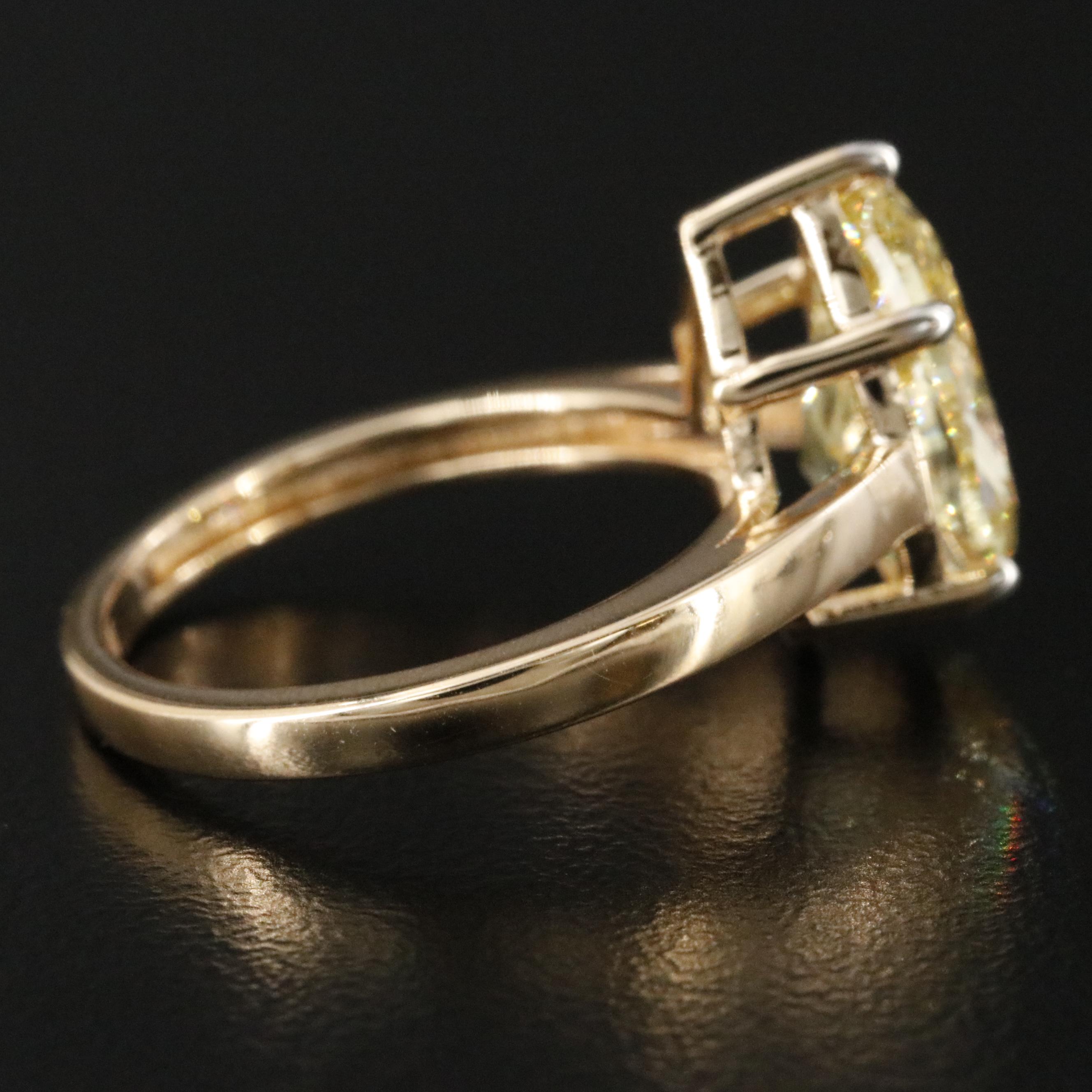 18K 3.04 CTW Lab Grown Fancy Yellow Diamond Solitaire Ring with IGI Report
