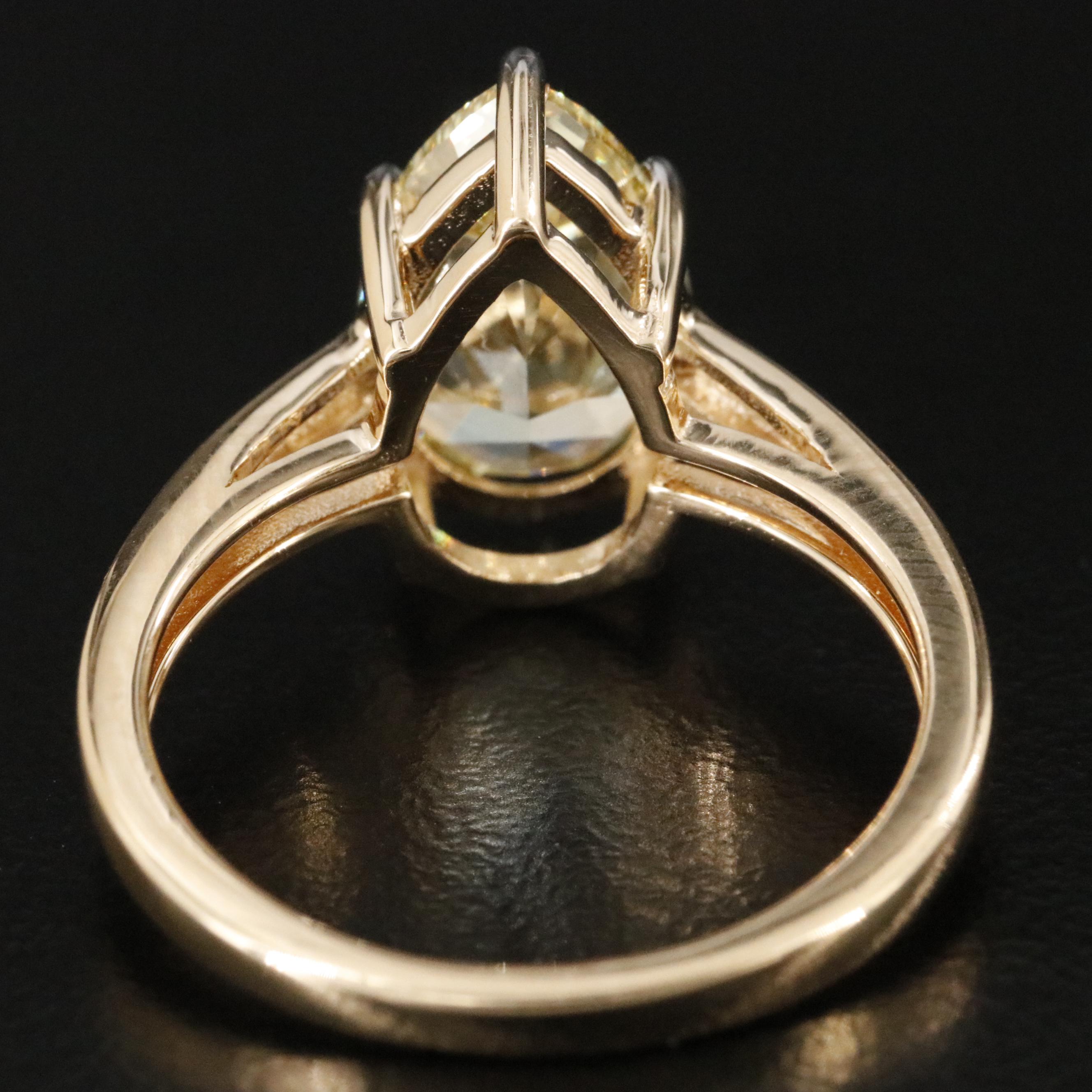 18K 3.04 CTW Lab Grown Fancy Yellow Diamond Solitaire Ring with IGI Report