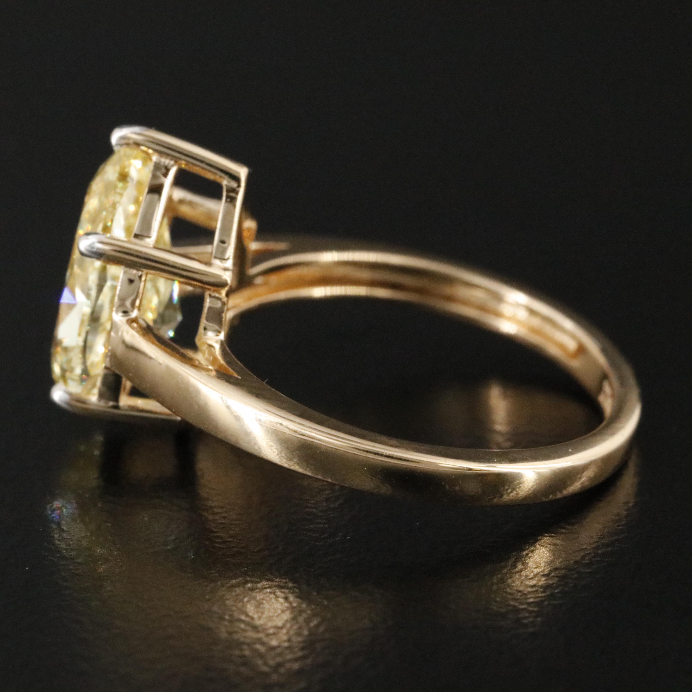 18K 3.04 CTW Lab Grown Fancy Yellow Diamond Solitaire Ring with IGI Report