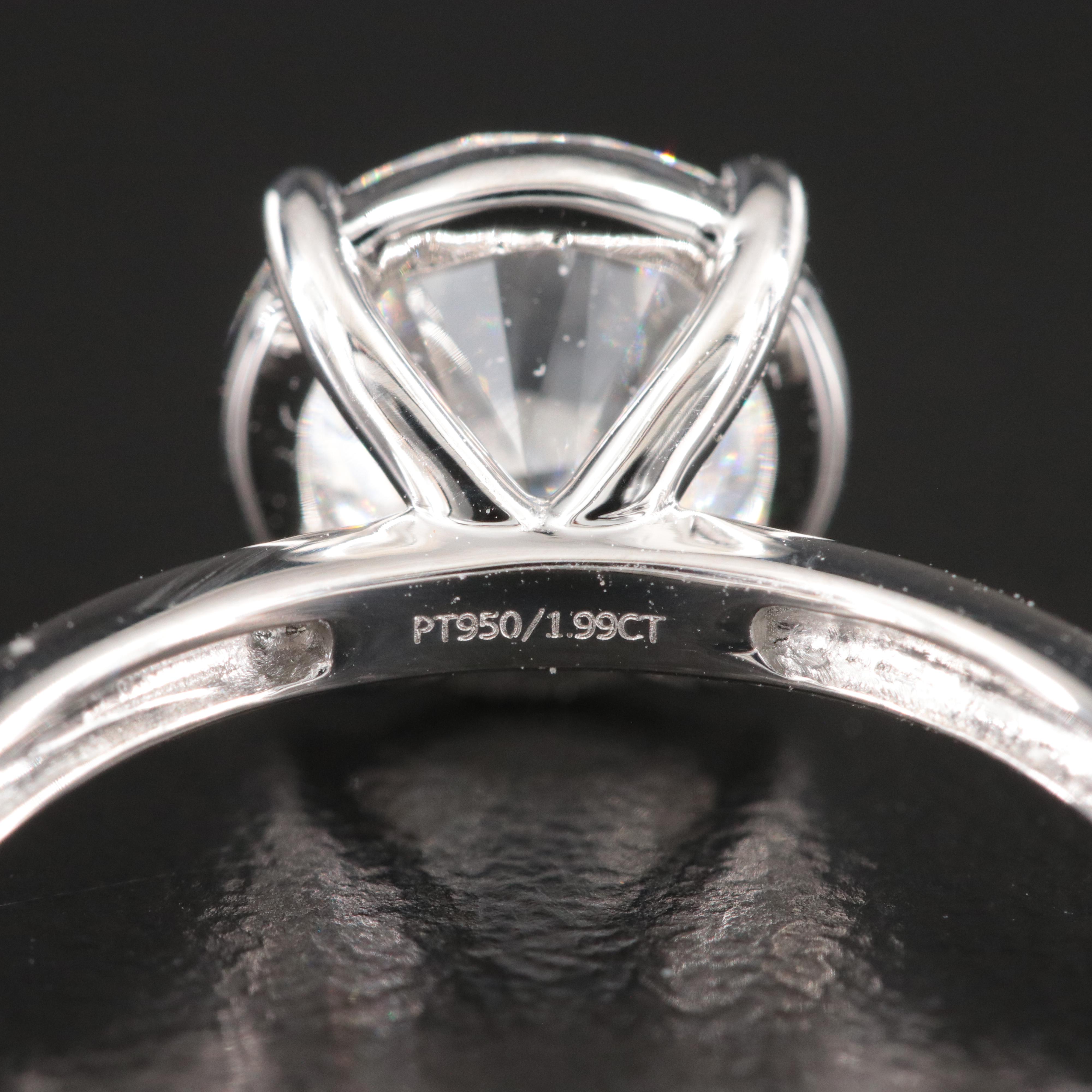 Platinum 1.99 CT Lab Grown Diamond Solitaire Ring with IGI Report