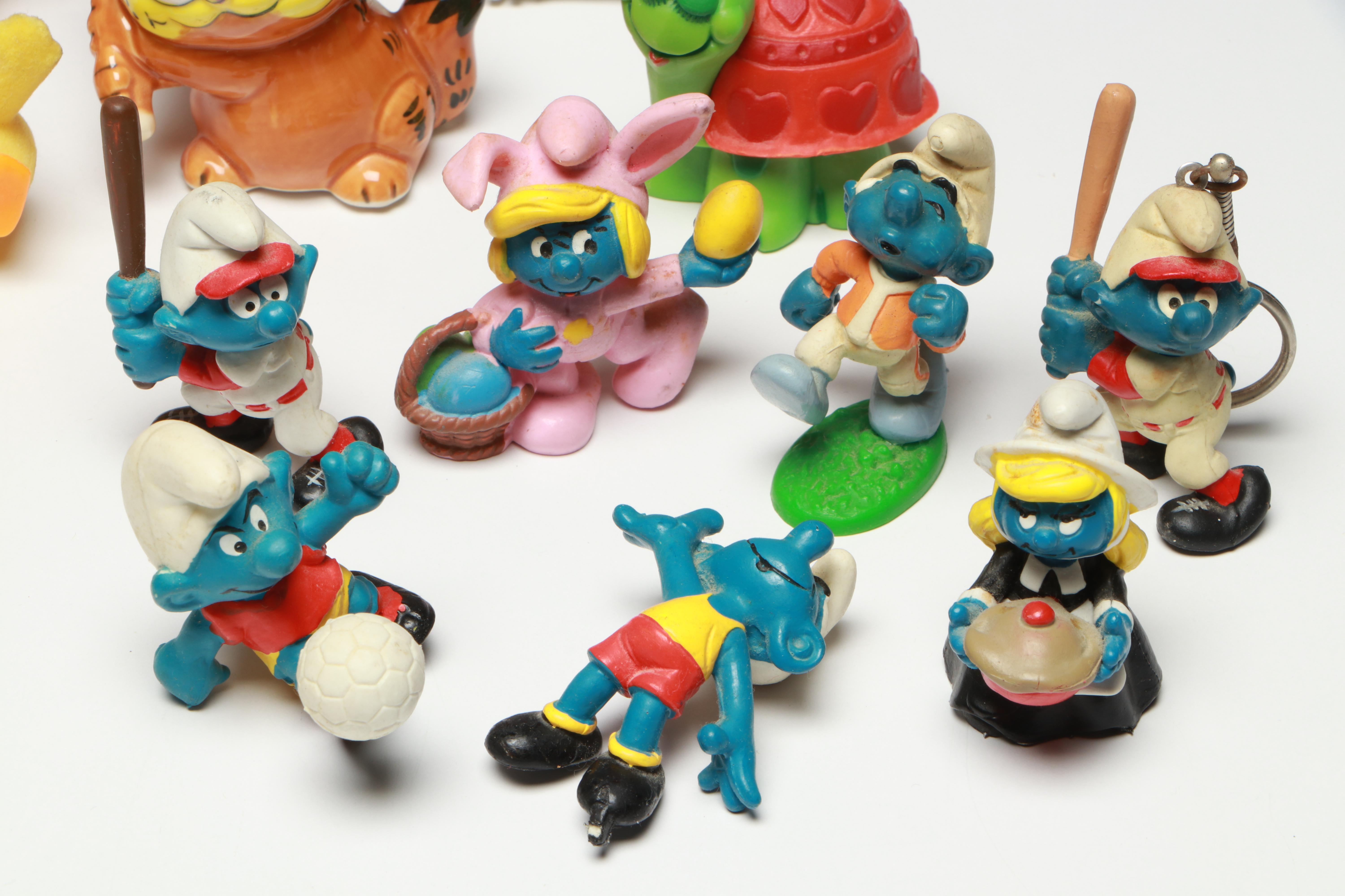 Ceramic Garfield Figures with Smurfs, Care Bears, and More Figurines