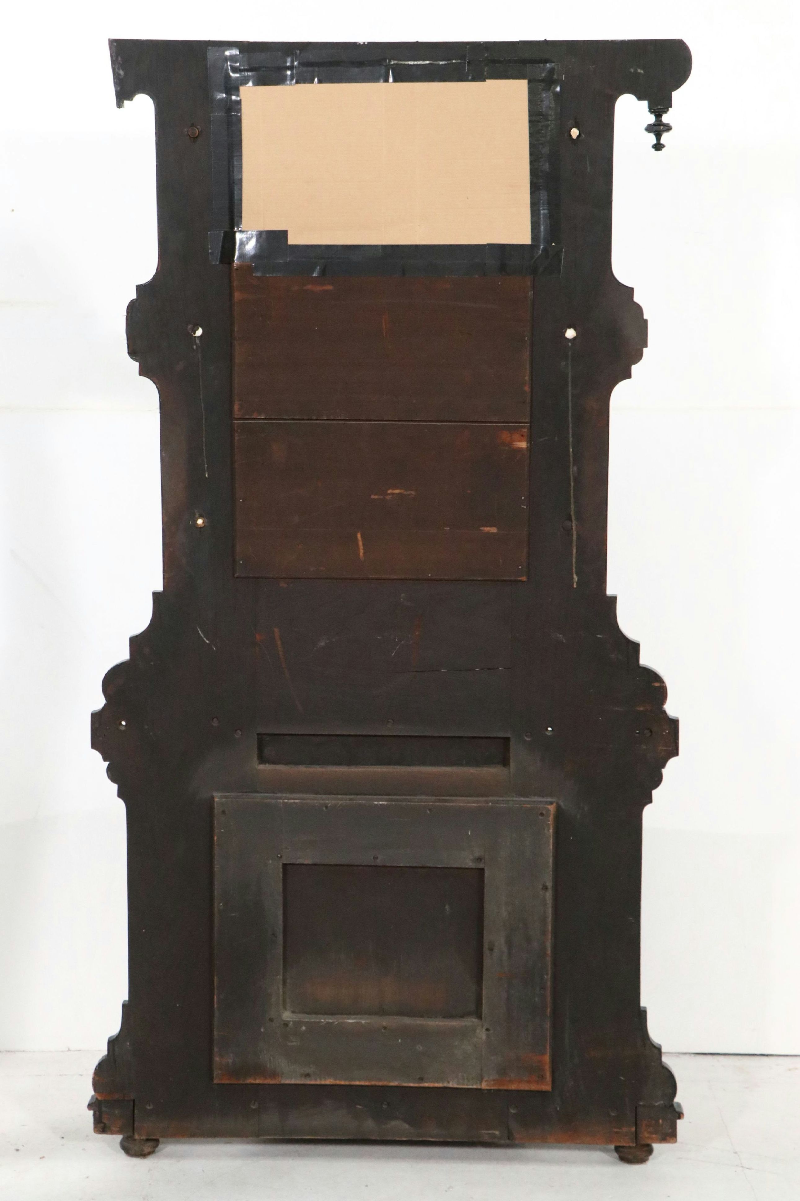 Victorian Renaissance Revival Painted Wood Marble Top Hall Tree