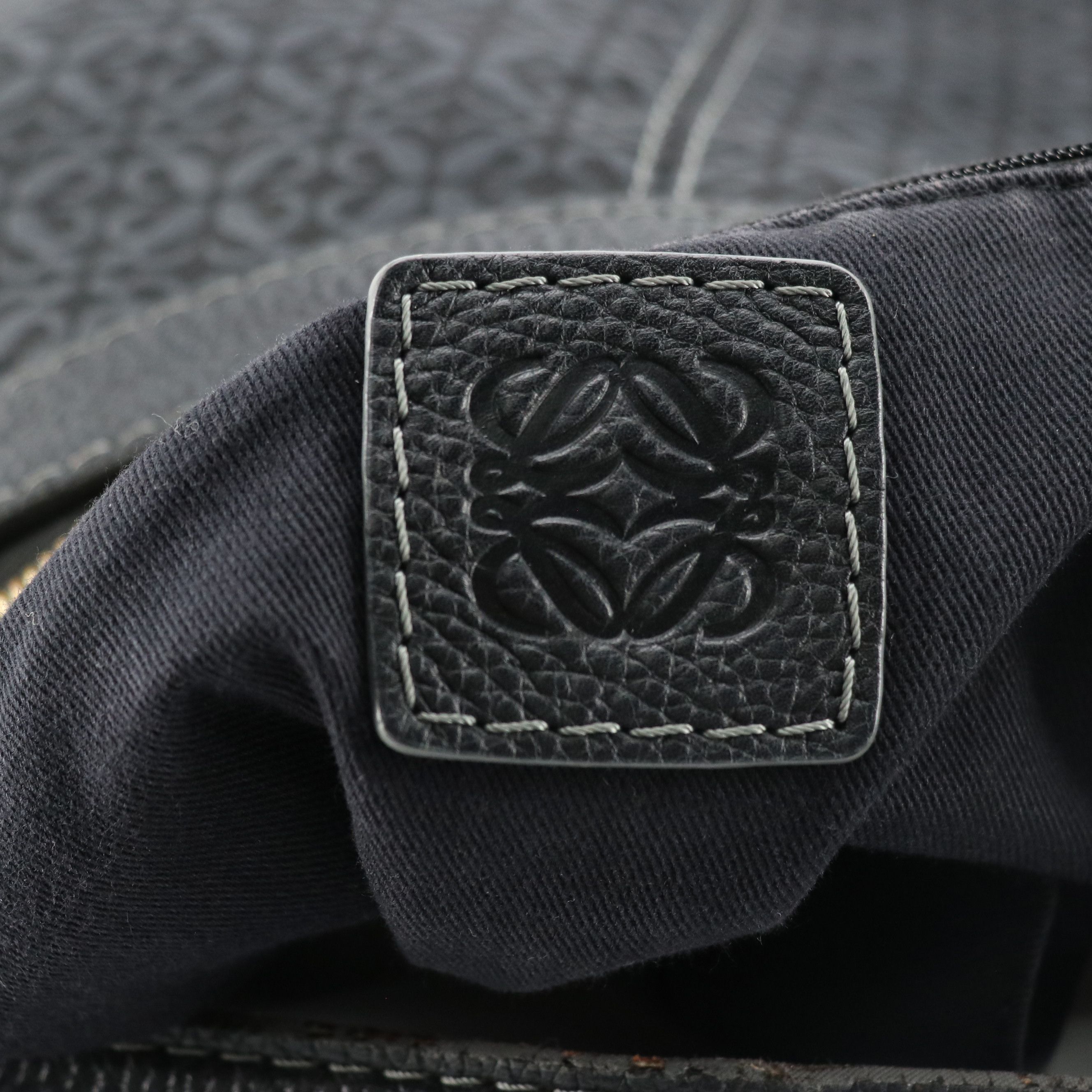 Loewe Black Monogram Canvas and Leather Hobo Bag