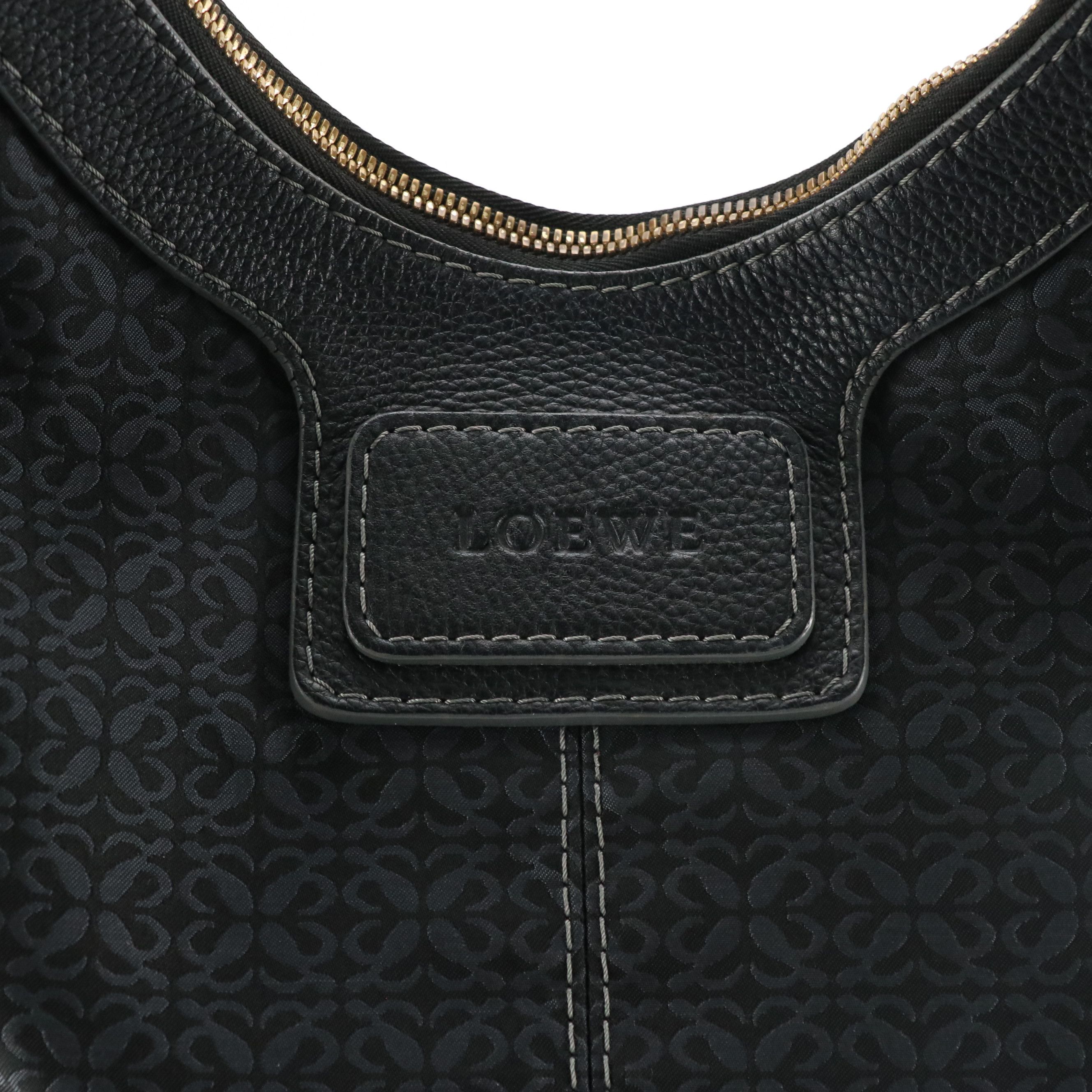 Loewe Black Monogram Canvas and Leather Hobo Bag