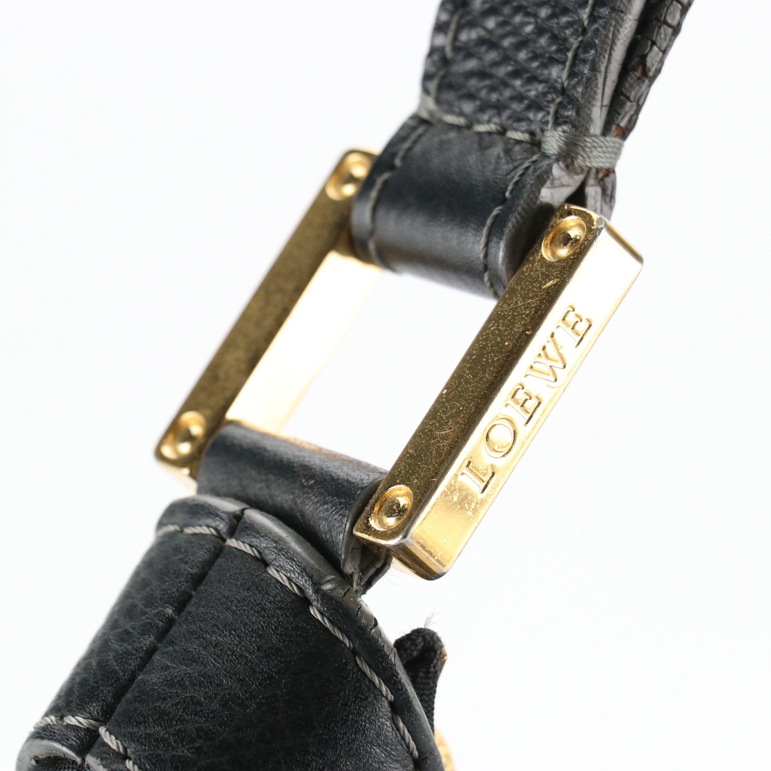 Loewe Black Monogram Canvas and Leather Hobo Bag