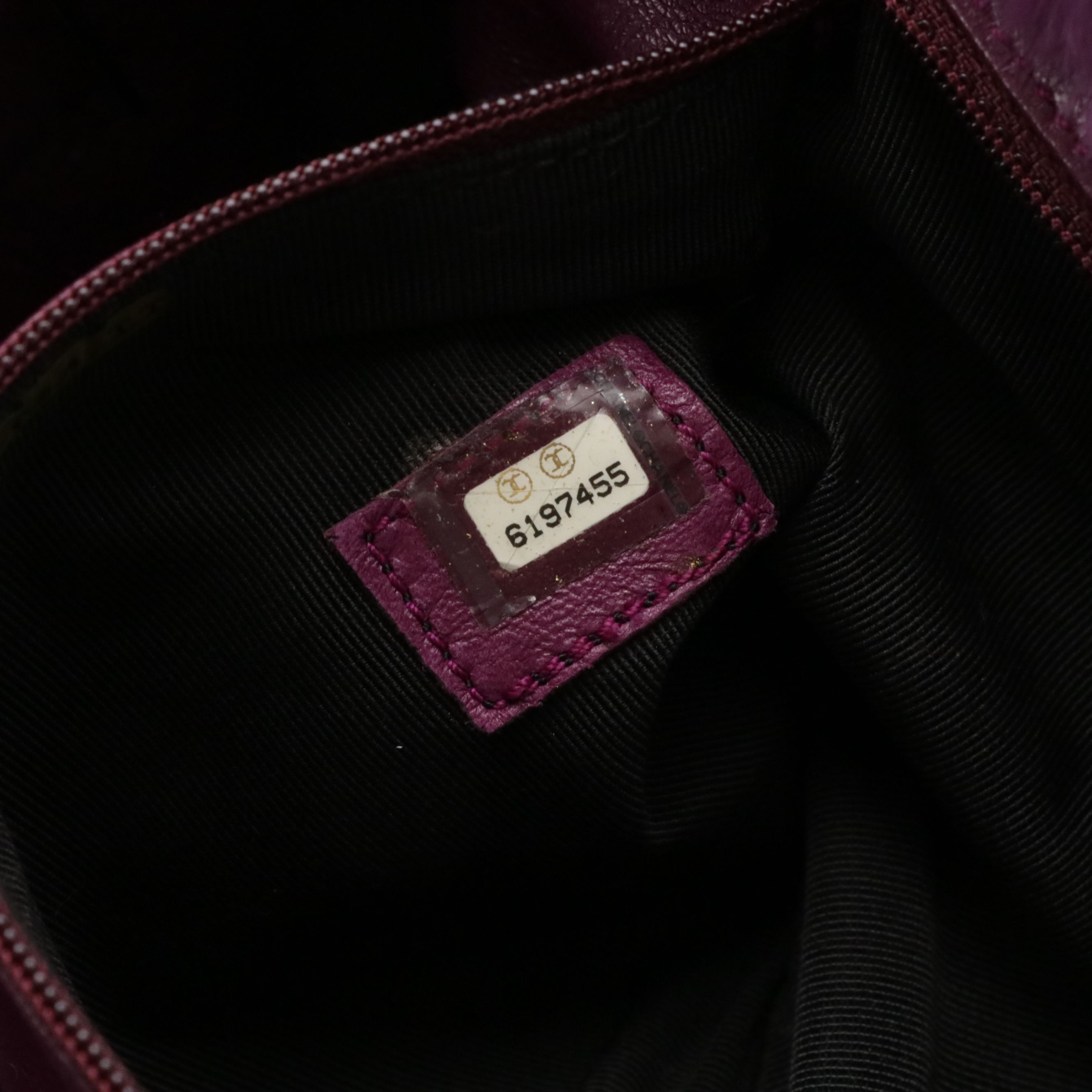 Chanel Aubergine Coco Mark Rabbit Fur Shoulder Bag with Interwoven Chain Strap