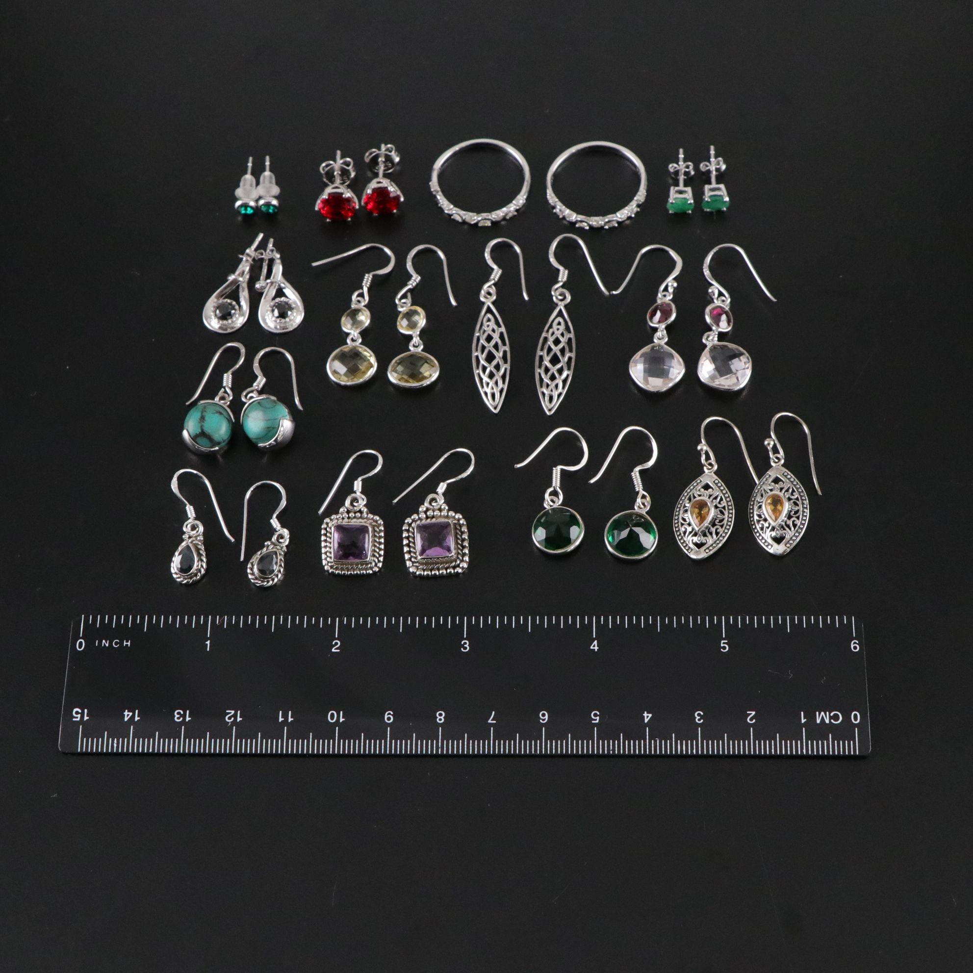 14 Assorted Sterling Silver Rings and Earrings