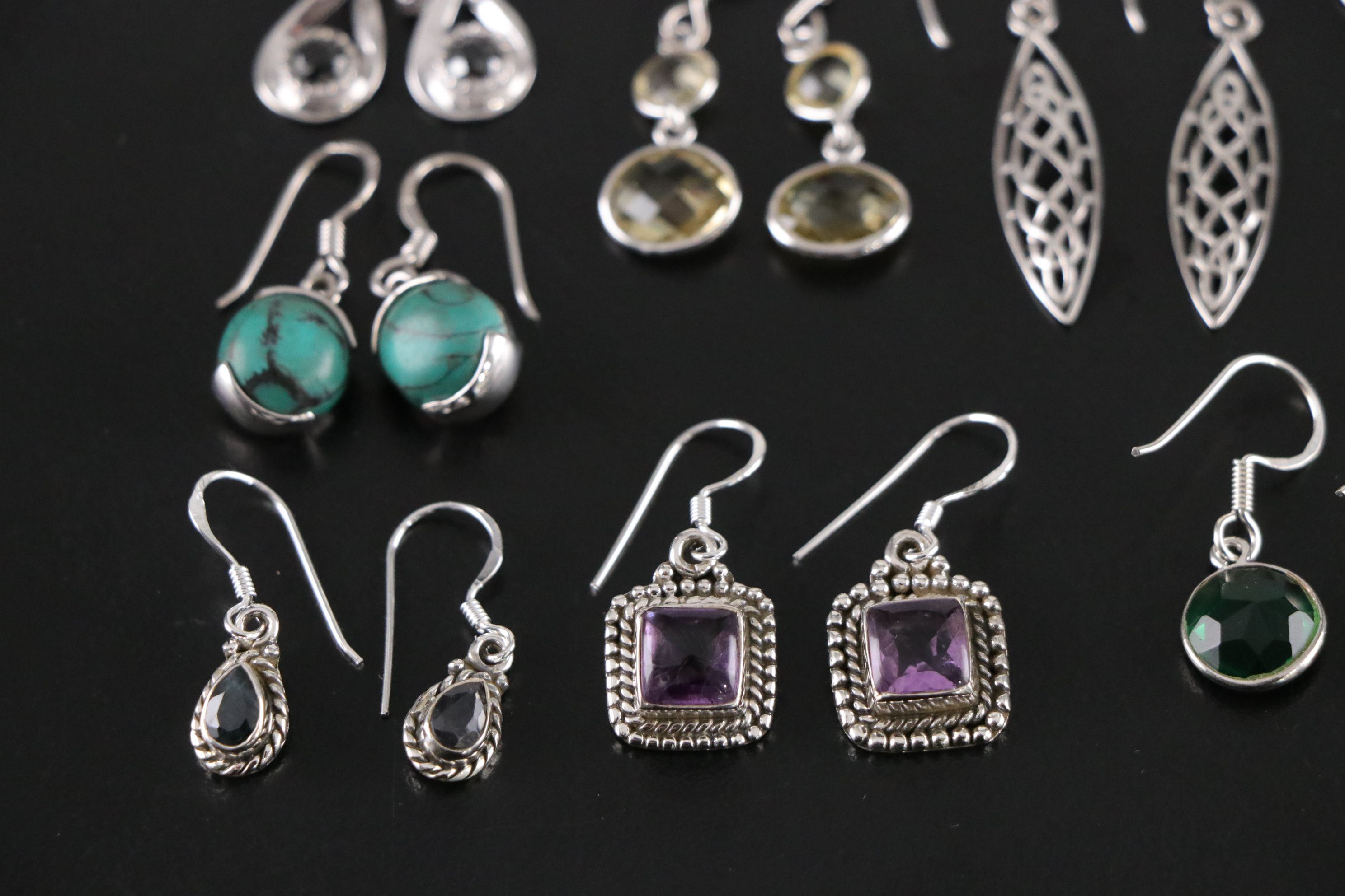 14 Assorted Sterling Silver Rings and Earrings