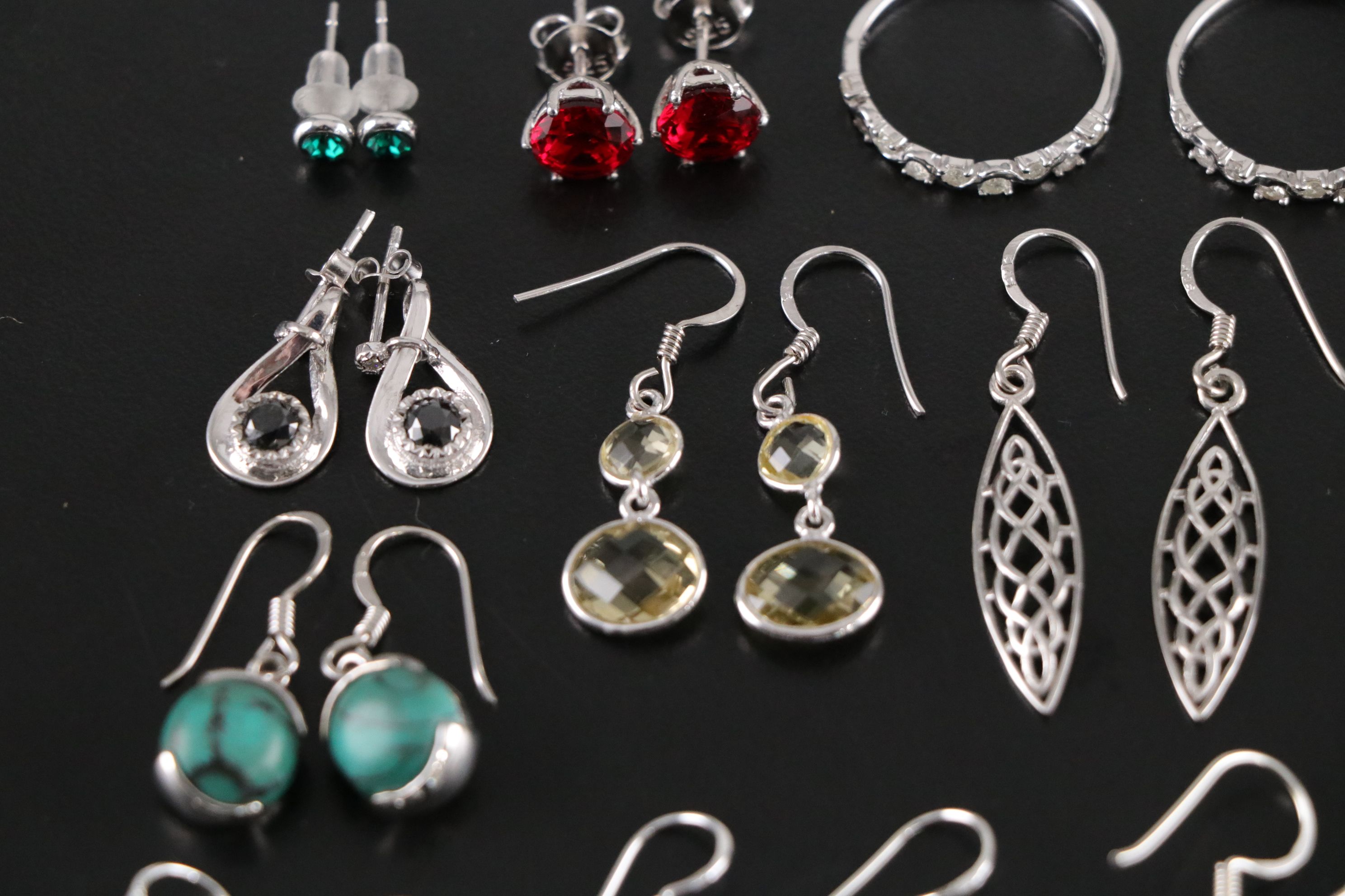 14 Assorted Sterling Silver Rings and Earrings