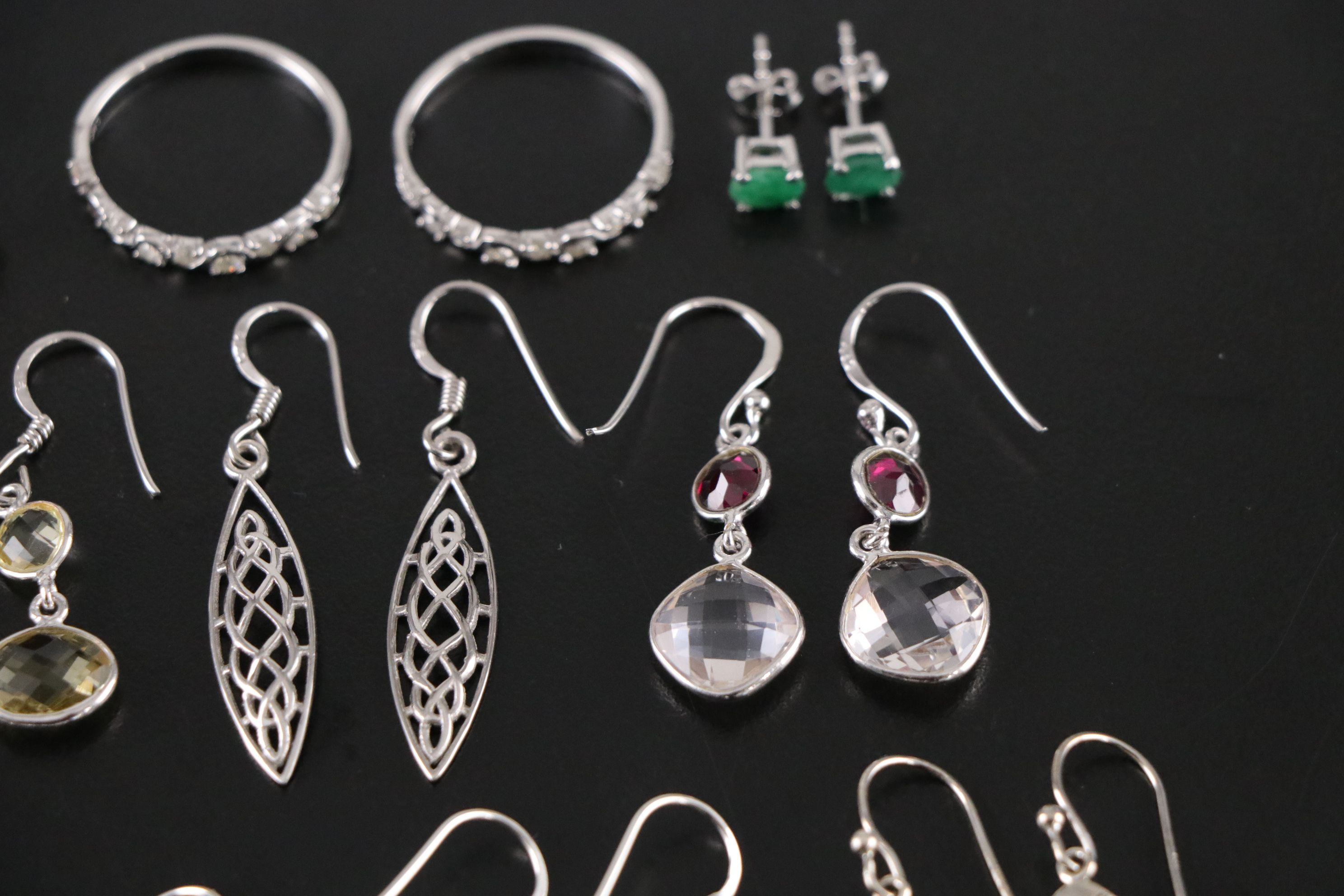 14 Assorted Sterling Silver Rings and Earrings