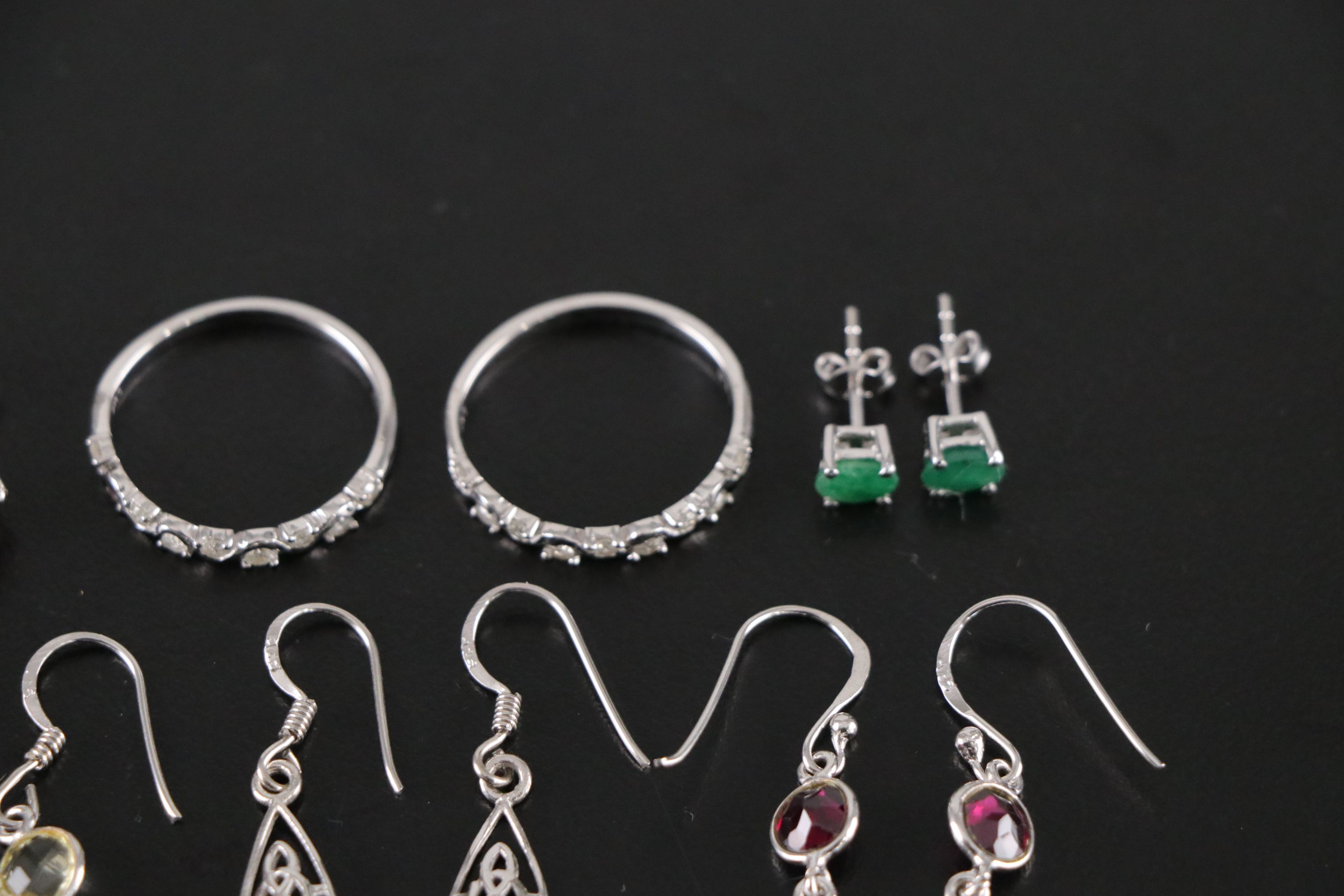 14 Assorted Sterling Silver Rings and Earrings