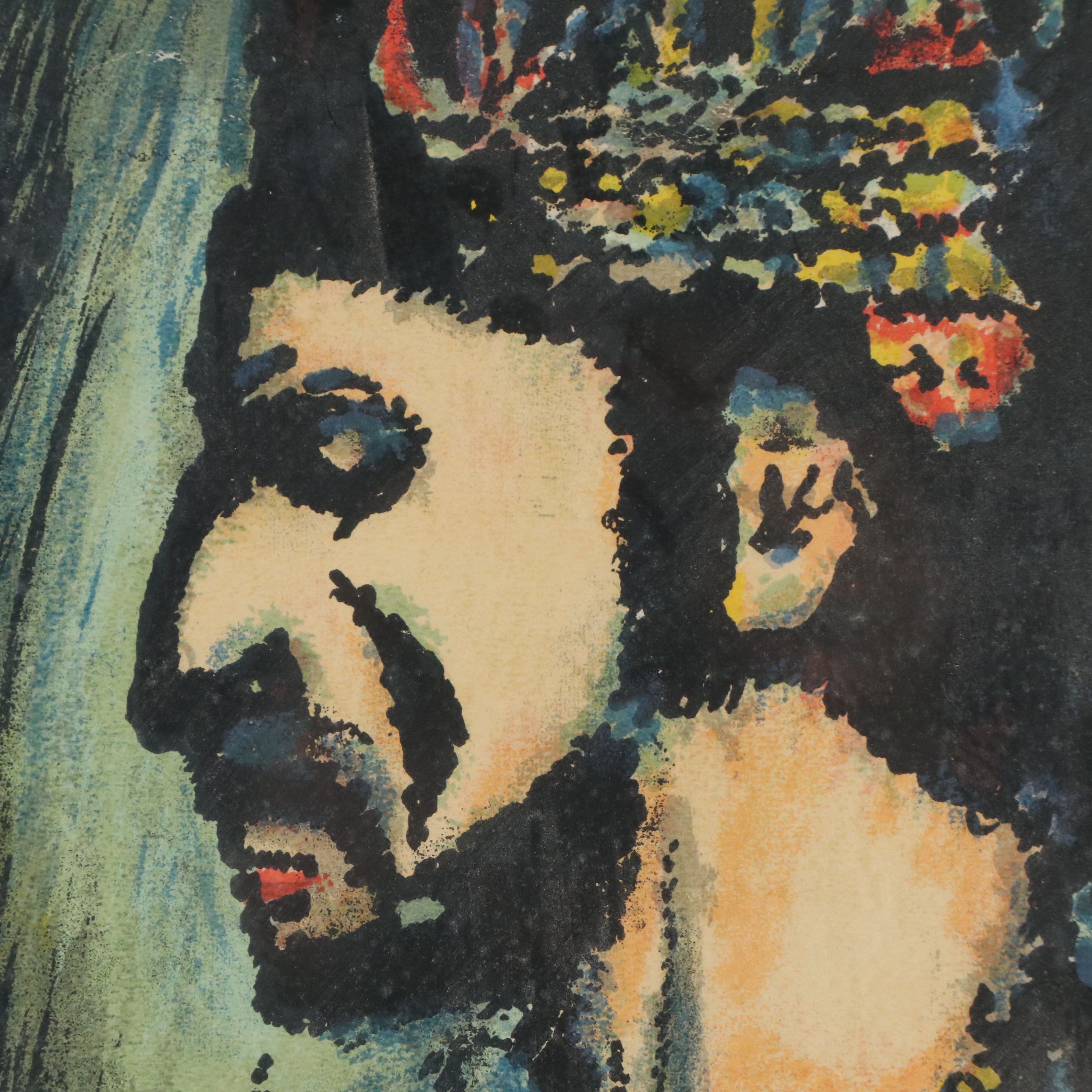 Lithograph After Georges Rouault "The King with Flowers," Mid-20th Century