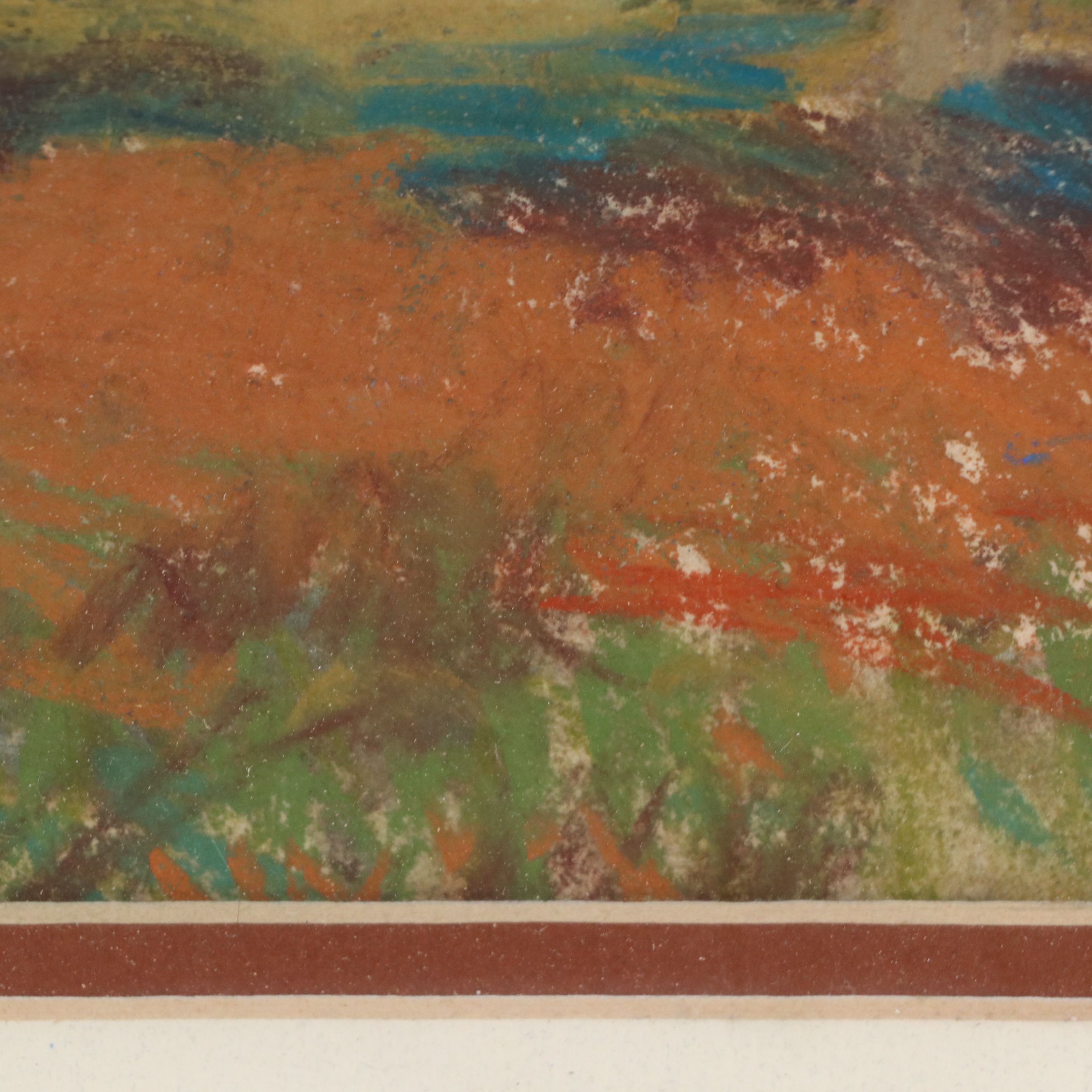 Richard Stalter Chalk Pastel Drawing of Church Landscape, 20th Century