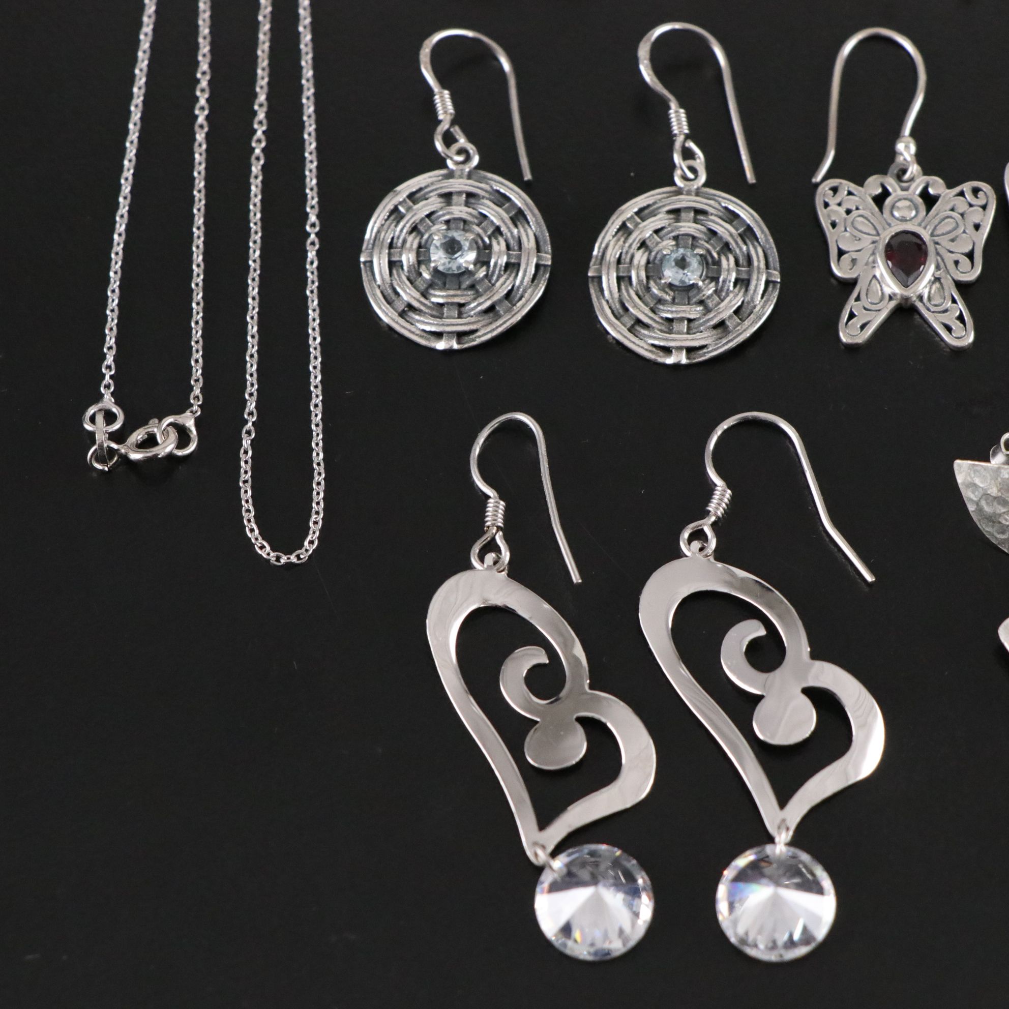 14 Assorted Sterling Silver Rings, Necklaces and Earrings