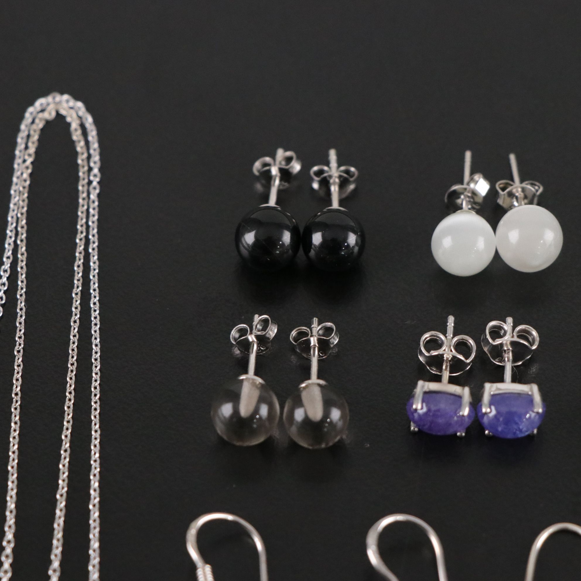 14 Assorted Sterling Silver Rings, Necklaces and Earrings