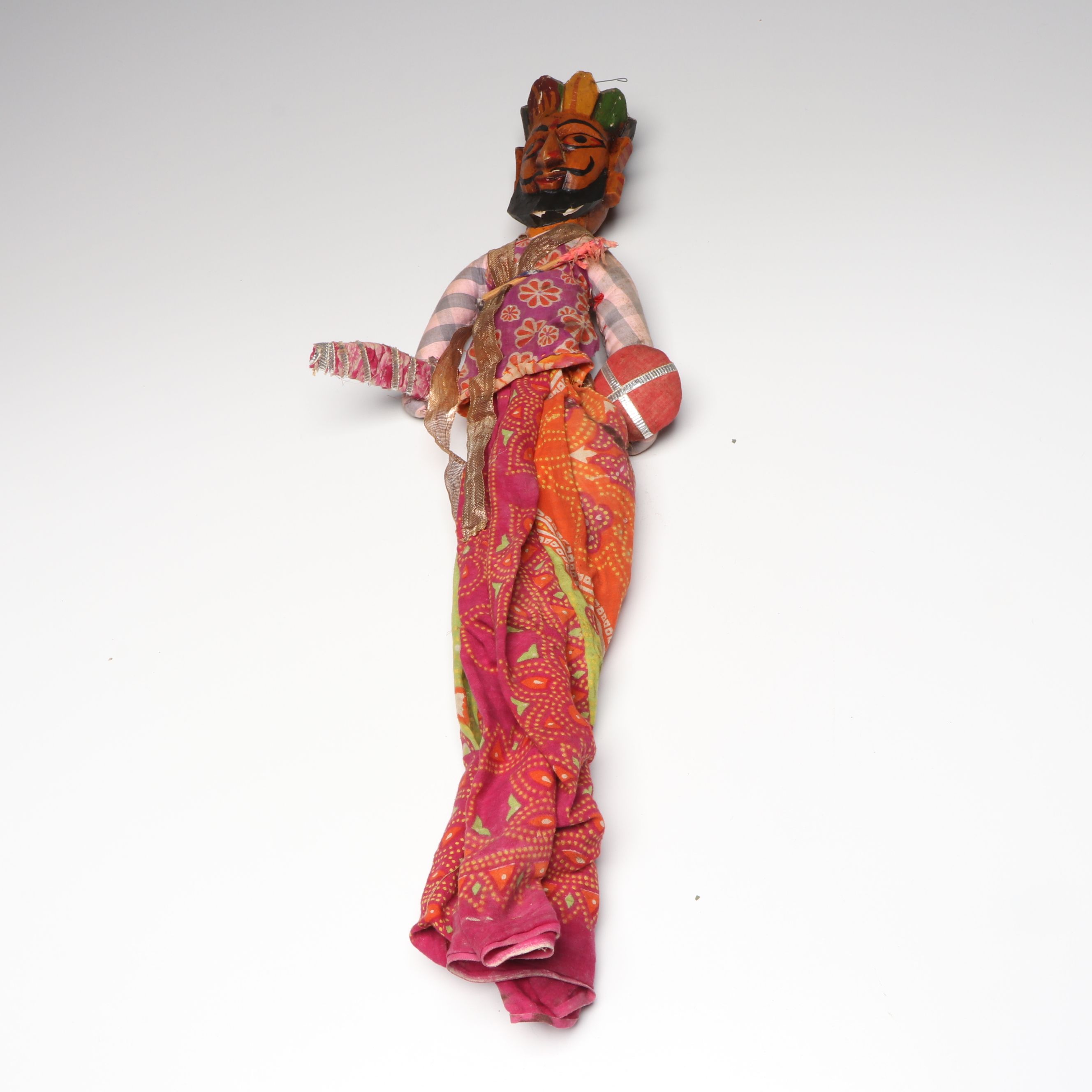 Indian Hand-Painted Wooden Marionettes and Dolls