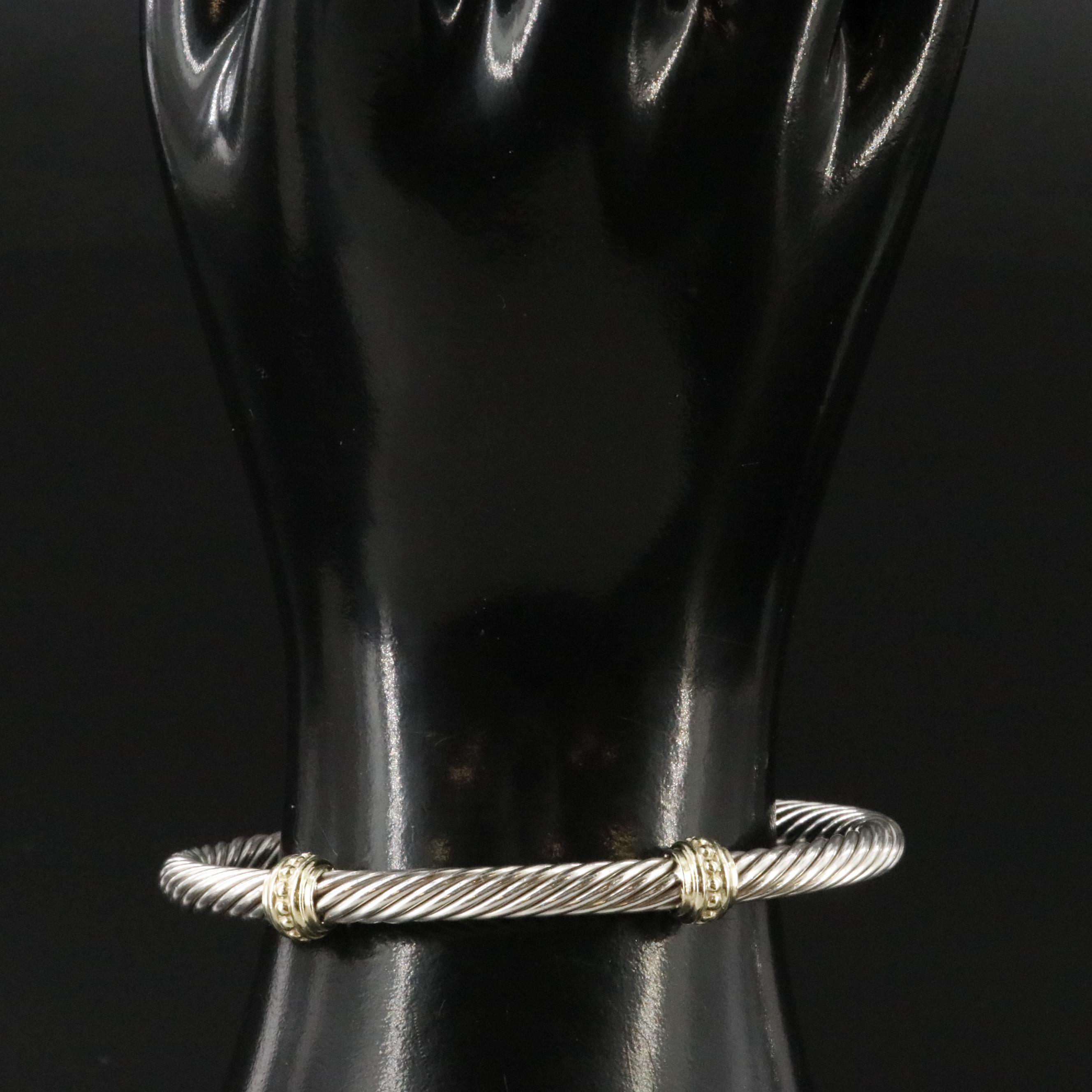David Yurman Sterling Bead Station Cuff Bracelet with 14K Accents