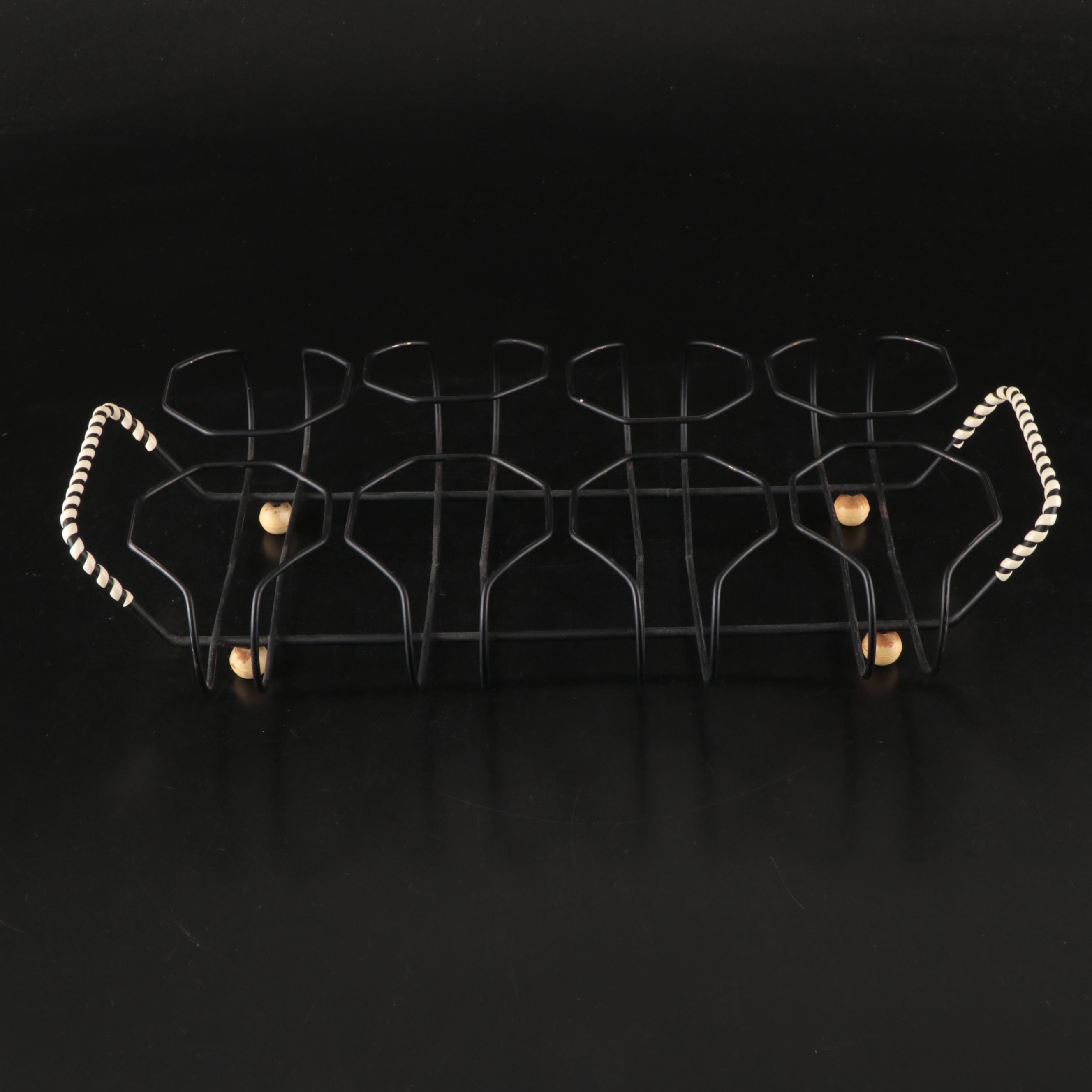 Georges Briard and Other Gilt Glass Tumblers with Metal Rack